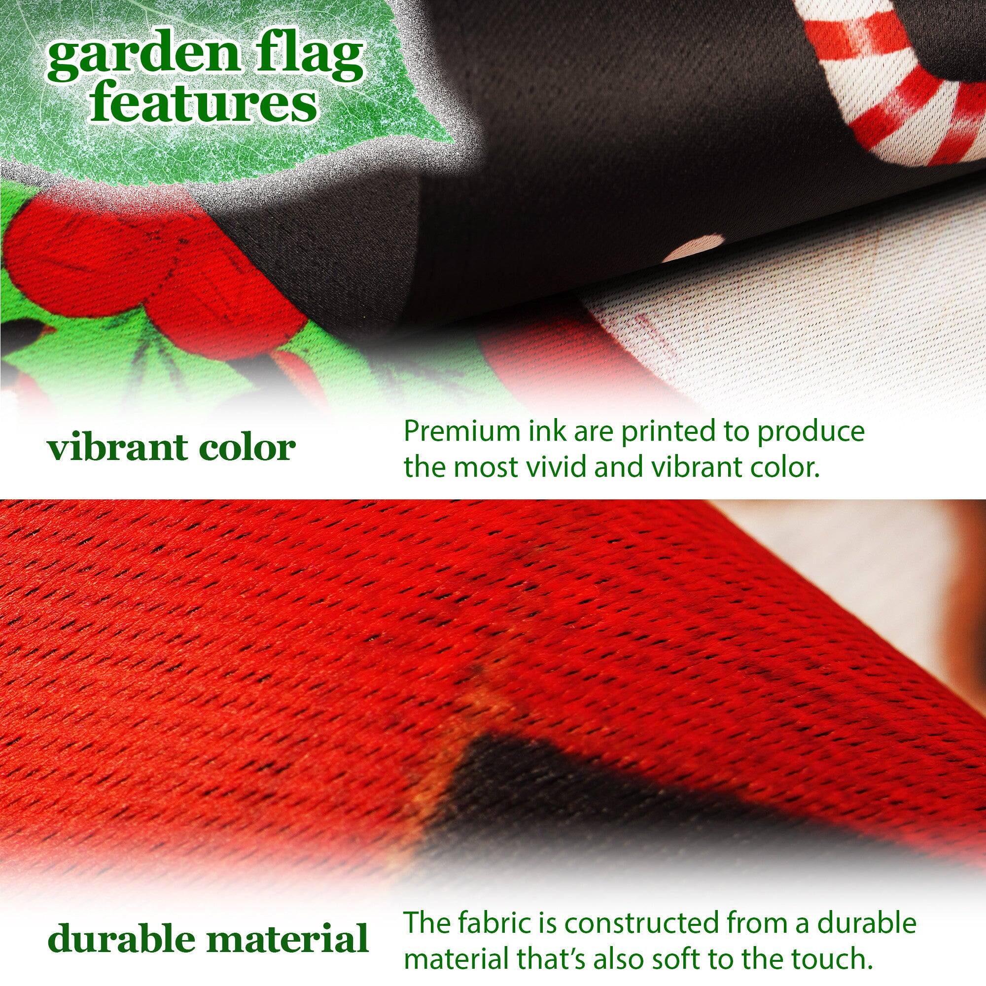 garden flag features

vibrant color  
Premium ink are printed to produce the most vivid and vibrant color.

durable material  
The fabric is constructed from a durable material that's also soft to the touch.