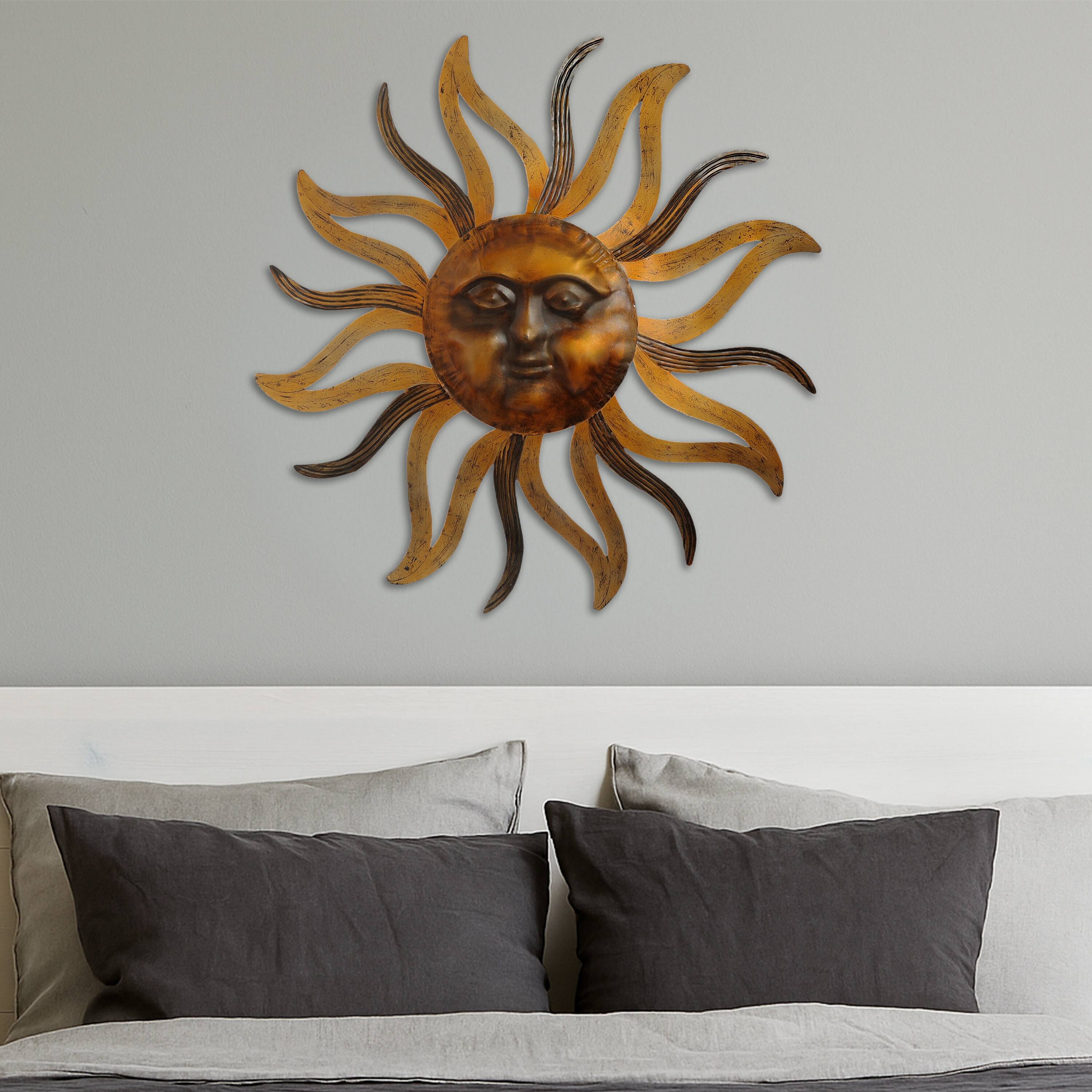 Alt View 9. Manhattan Lane - 35 Inch Round Wall Mounted Sun Face Accent Décor - Rustic Gold, Antique Black.