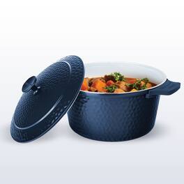 Gotham Steel - 5 Quart Nonstick Lightweight Hammered Dutch Oven with Self Basting Lid - Navy