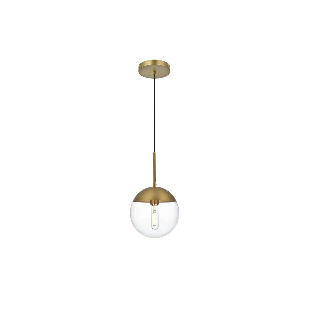 Alt View 1. Living District - Eclipse 8 Inch Pendant Clear Shade in Chrome - Satin Gold And Clear.