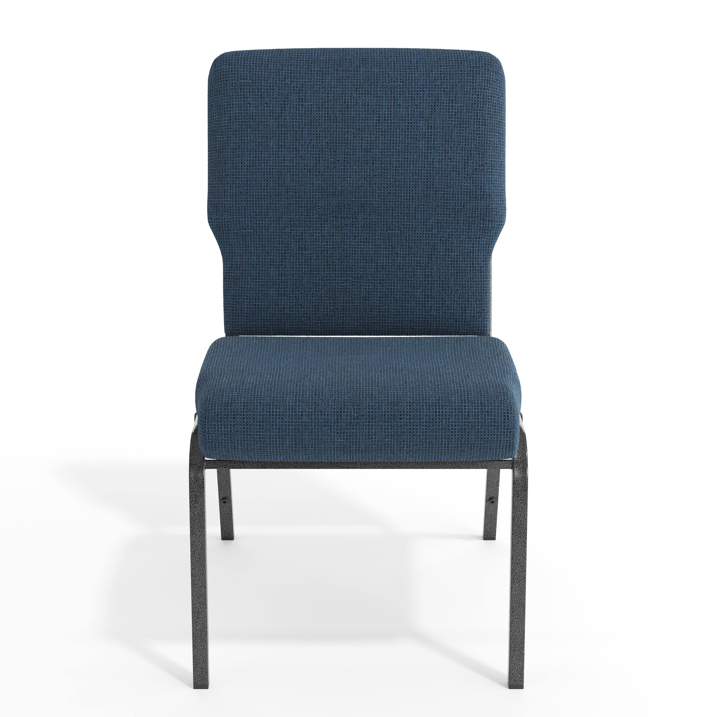 Alt View 9. Emma + Oliver - 20.5 in. Molded Foam Church Chair - Blue Basket Weave Fabric/Silver Vein Frame.