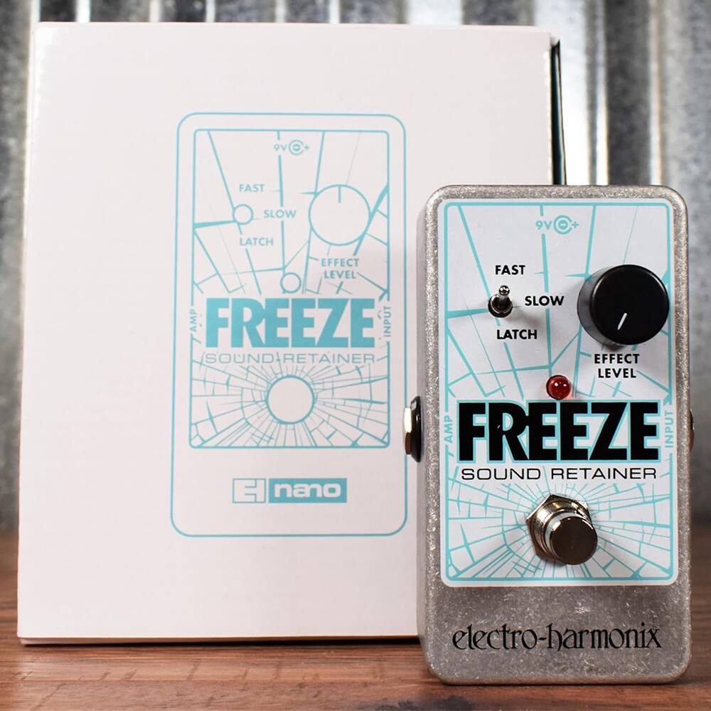 **FREEZE**  
SOUND RETAINER  

9V  
FAST  
SLOW  
LATCH  
EFFECT LEVEL  

nano  
electro-harmonix