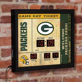 Evergreen Enterprises - Green Bay Packers 15" x 19" Bluetooth Scoreboard Wall Clock - Brown