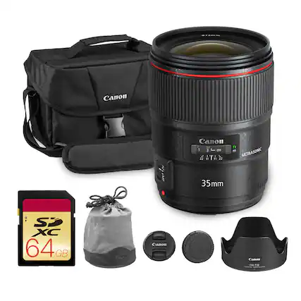 Canon EF 35mm f/2 USM
Canon SD XC 64 GB
Canon Lens Hood EW-77B
Canon Lens Cap
