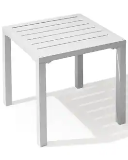Crestlive Products - Aluminum Square Side Table Small Patio Coffee Bistro - White