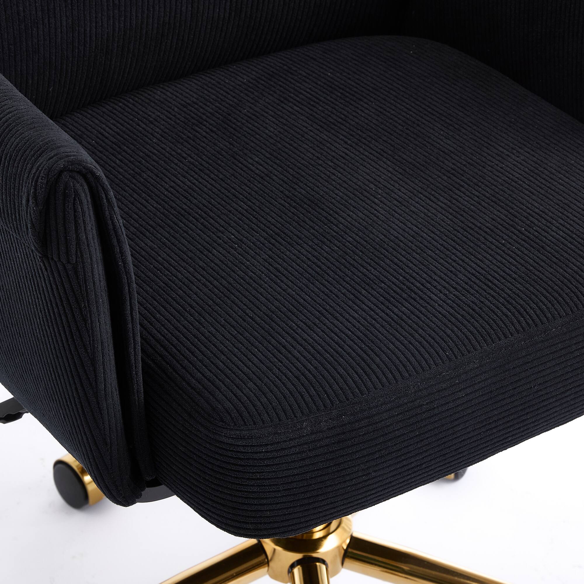 Alt View 6. Spaco - Spaco Mid Back Office Chair with Ergonomic, Striped Fabric, Height Adjustable, for Home Office, Study - Black.