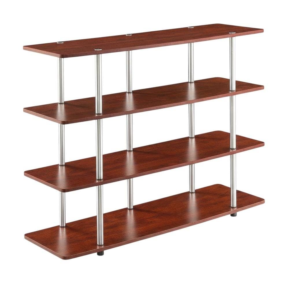 FurniFact - Cherry TV stand with no tools, 4-tier design, for TVs up to 55 inches - Black price history on PriceWatchPro