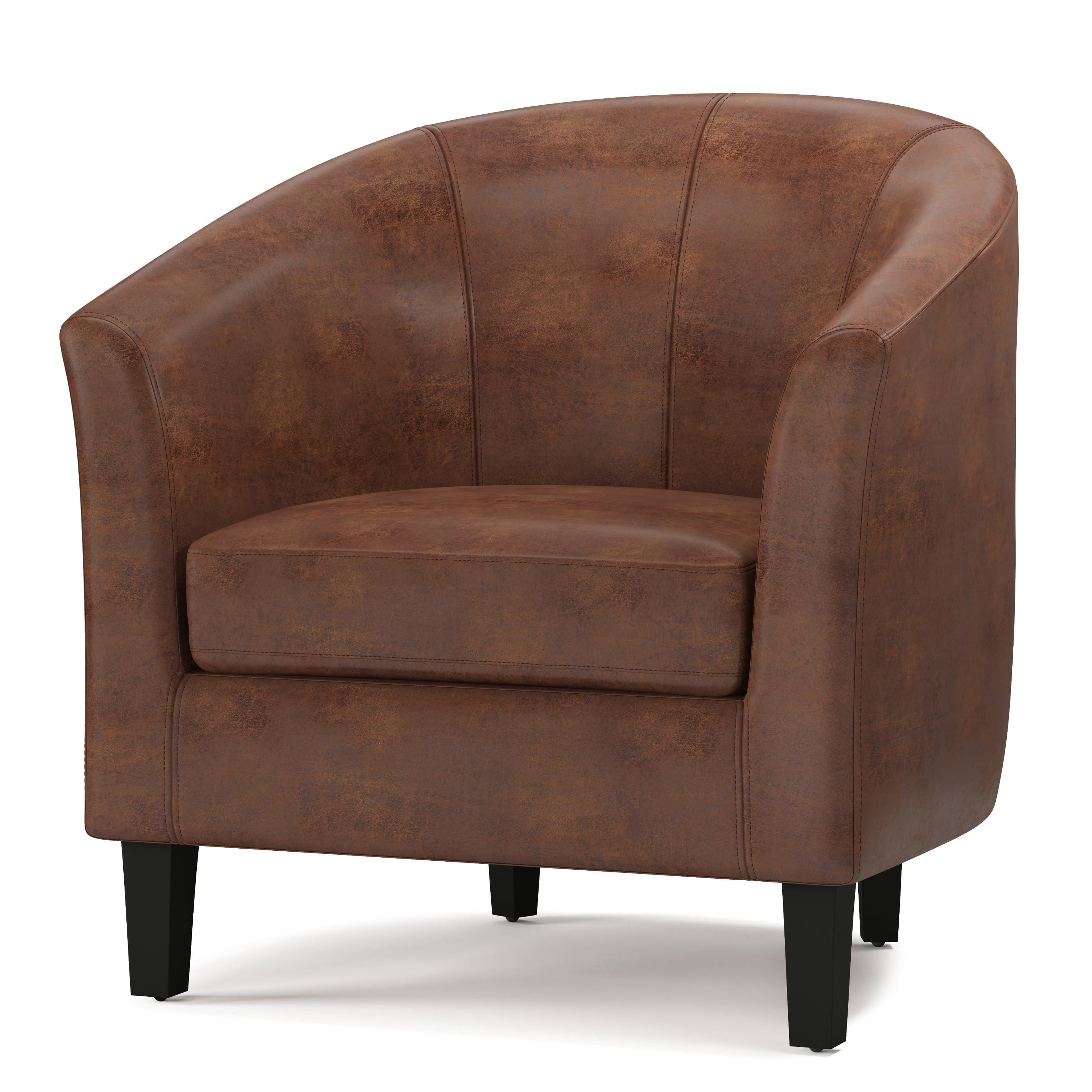 Simpli Home – Austin 30 inch Wide Tub Chair – Distressed Saddle Brown Sansujyuku sansujyuku.com