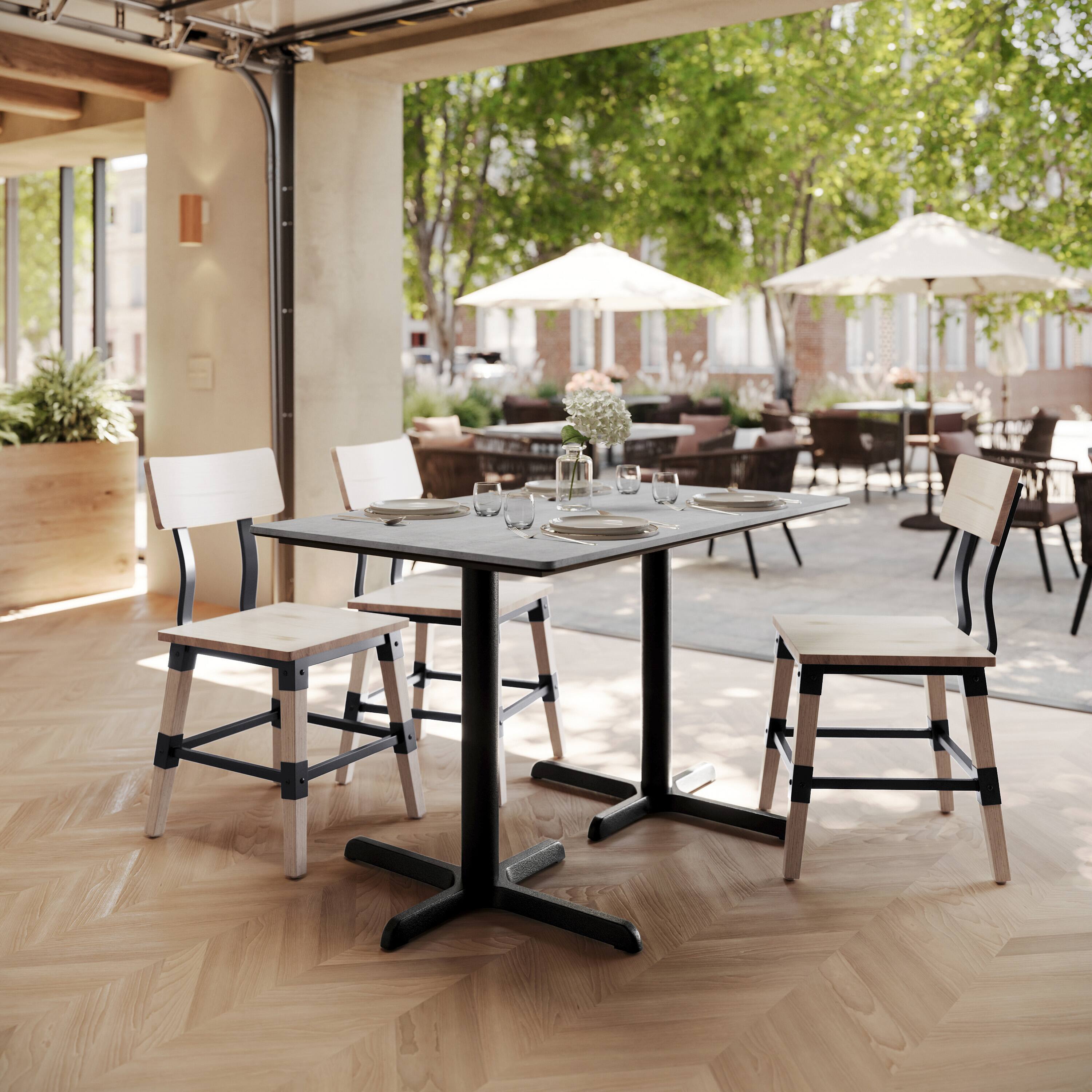 Alt View 1. Emma + Oliver - PureShield Tabletop with Seam-Free Surface Innovation and Table Height X-Base - Gray Faux Concrete/Black Base.