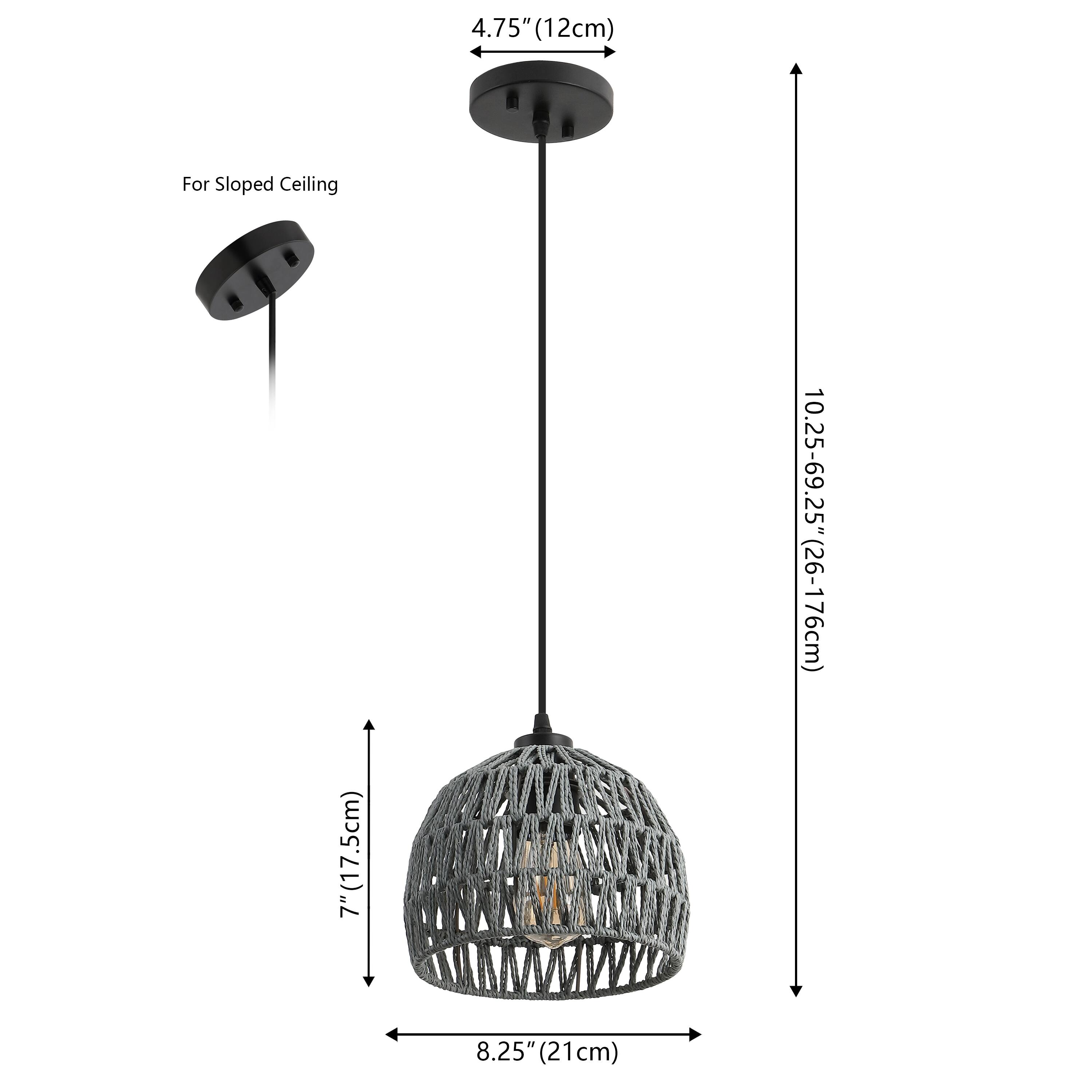 4.75" (12cm) For Sloped Ceiling  
7" (17.5cm)  
10.25-69.25" (26-176cm)  
8.25" (21cm)