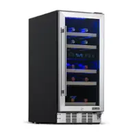 NewAir - 15” Built-in 29 Bottle Dual Zone Compressor Wine Fridge with Recessed Kickplate and Carbon Filter - Stainless Steel - Front_Zoom