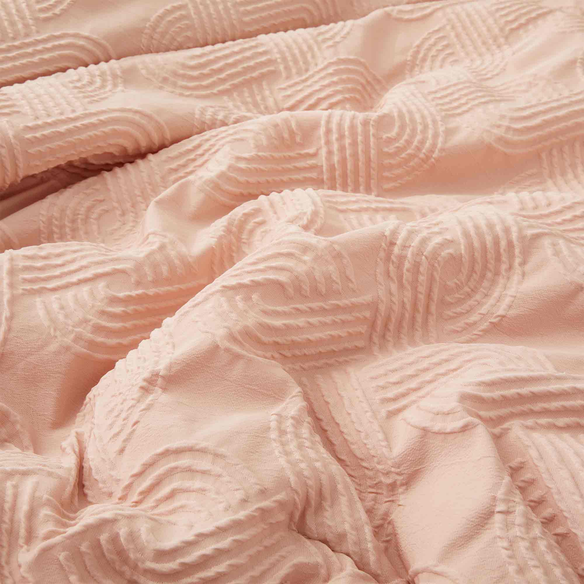 Back. Peace Nest - Peace Nest 3-Piece Bubble Textured Seersucker Comforter Set, All Season Down Alternative Bedding, Pink, Full/Queen - Pink.
