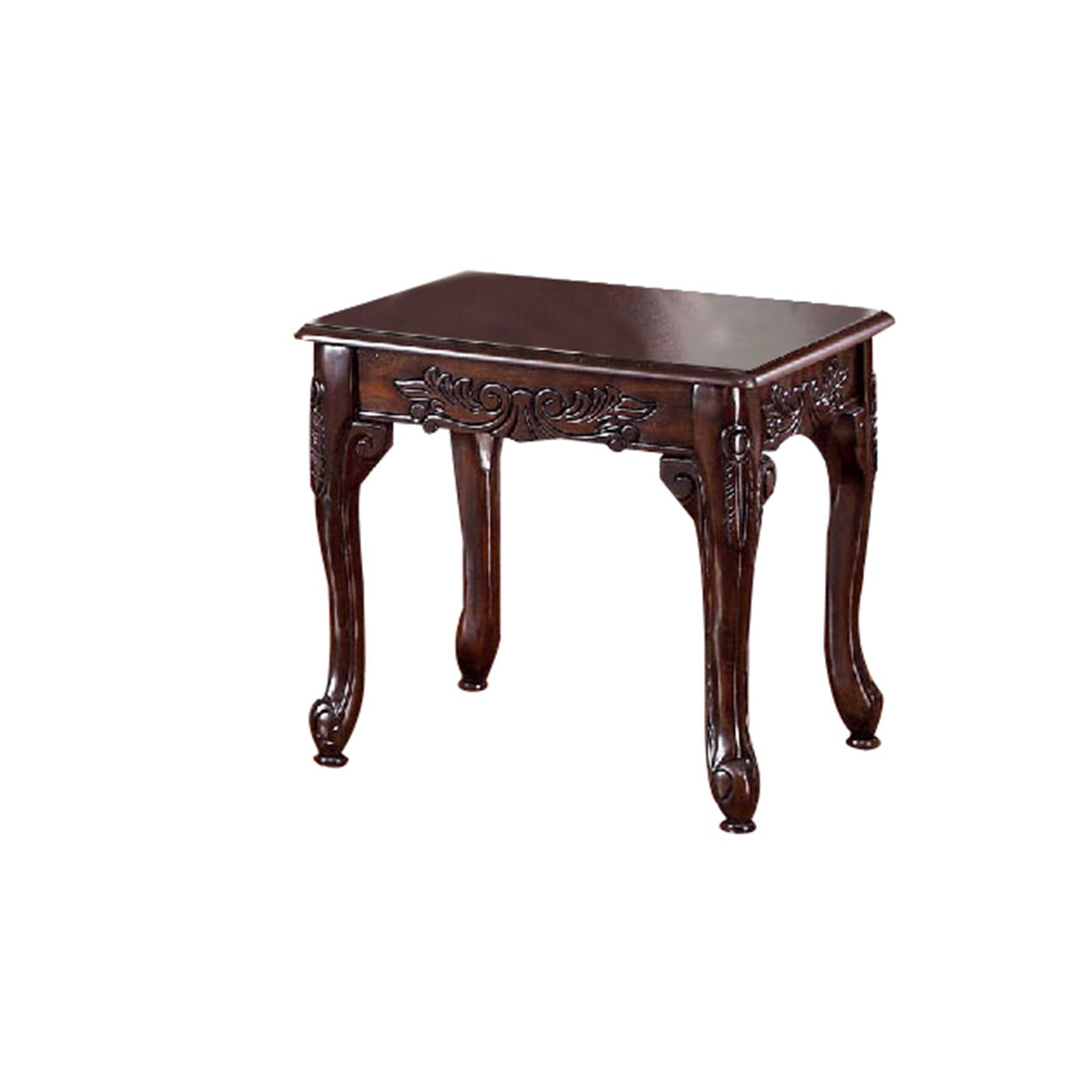 Alt View 2. Manhattan Lane - 3 Piece Occasional Wooden Table Set with Engraved Details, Cherry Brown - Brown.