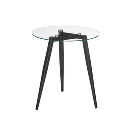 Danya B - Van Beuren Side Table with Taper Legs and Clear Glass Tabletop - Black - Black/Clear