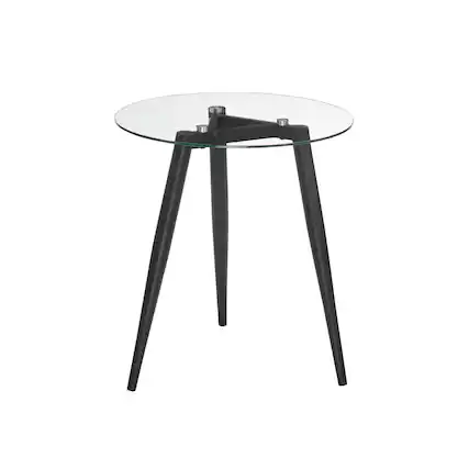 Front. Danya B - Van Beuren Side Table with Taper Legs and Clear Glass Tabletop - Black - Black, Clear.