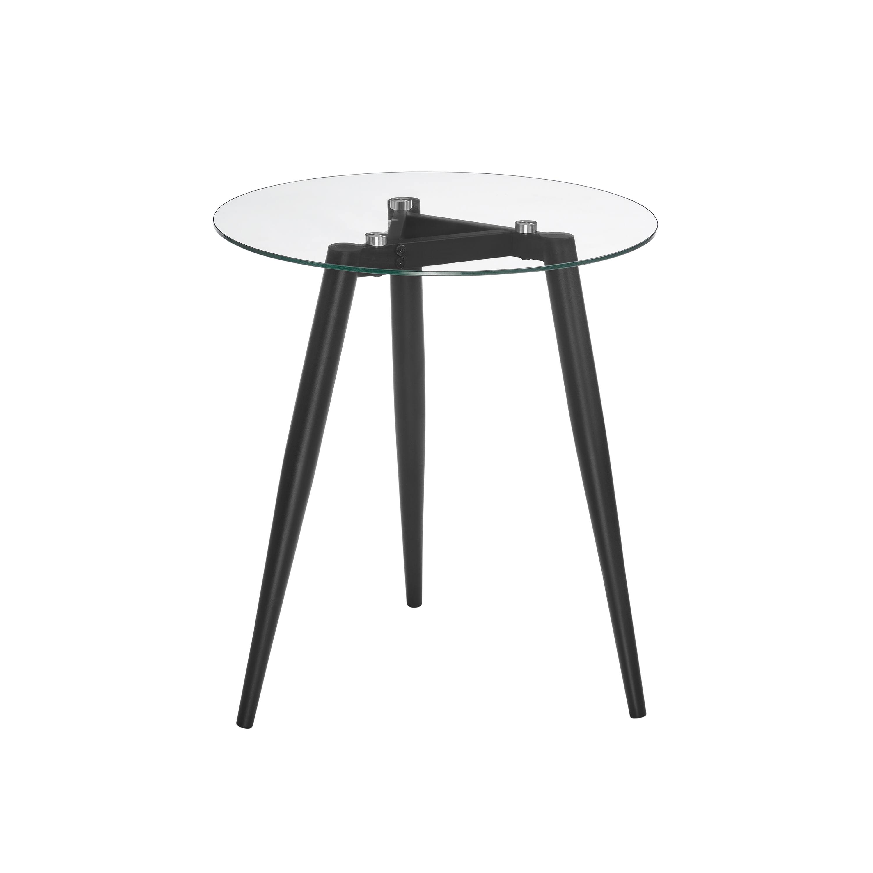 Front. Danya B - Van Beuren Side Table with Taper Legs and Clear Glass Tabletop - Black - Black, Clear.