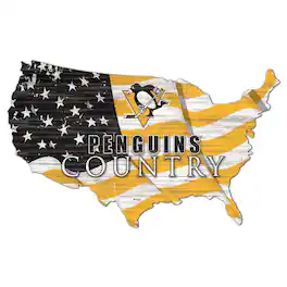 Fan Creations - Pittsburgh Penguins USA Flag Cutout Sign - Multicolor