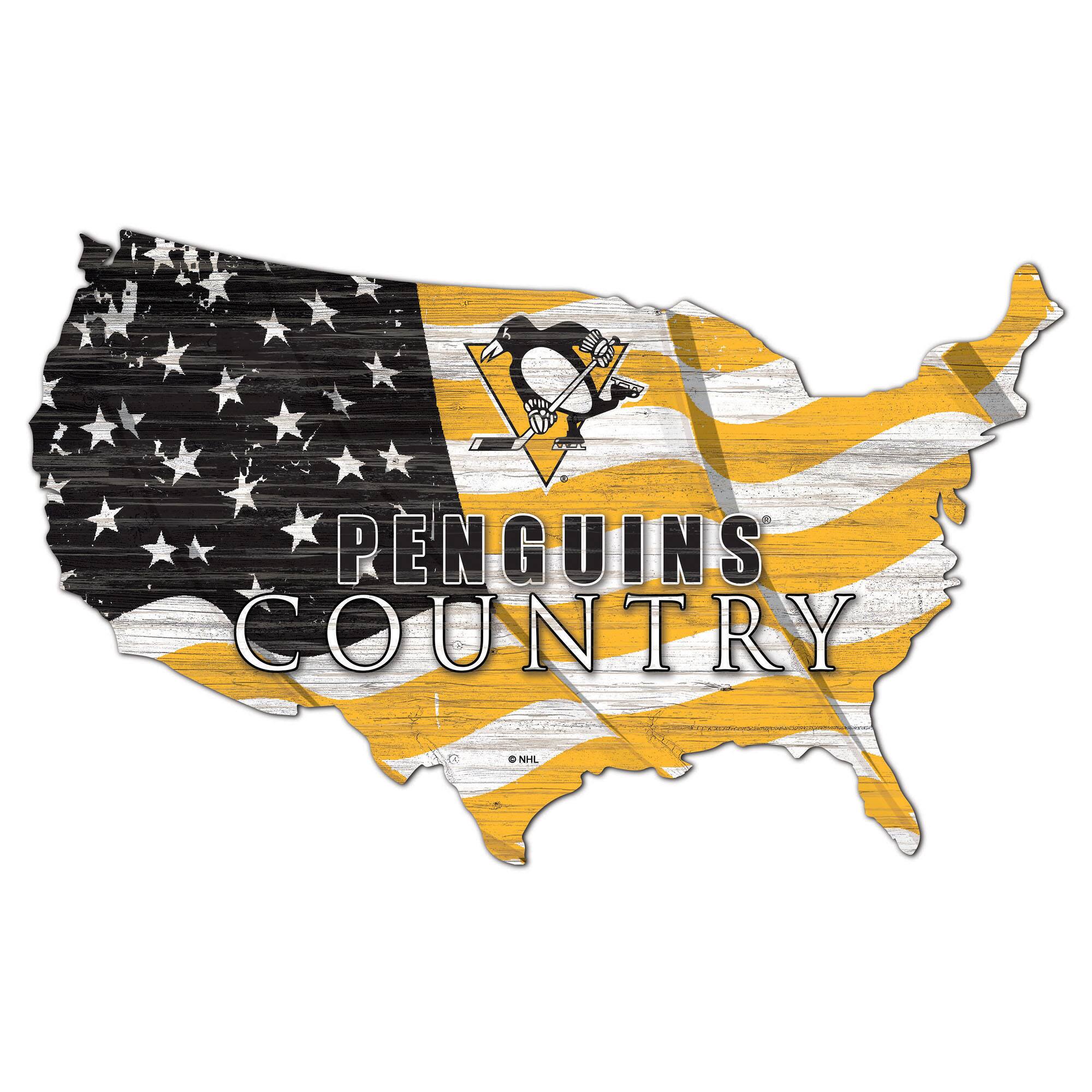 Pittsburgh Penguins USA Flag Cutout Sign