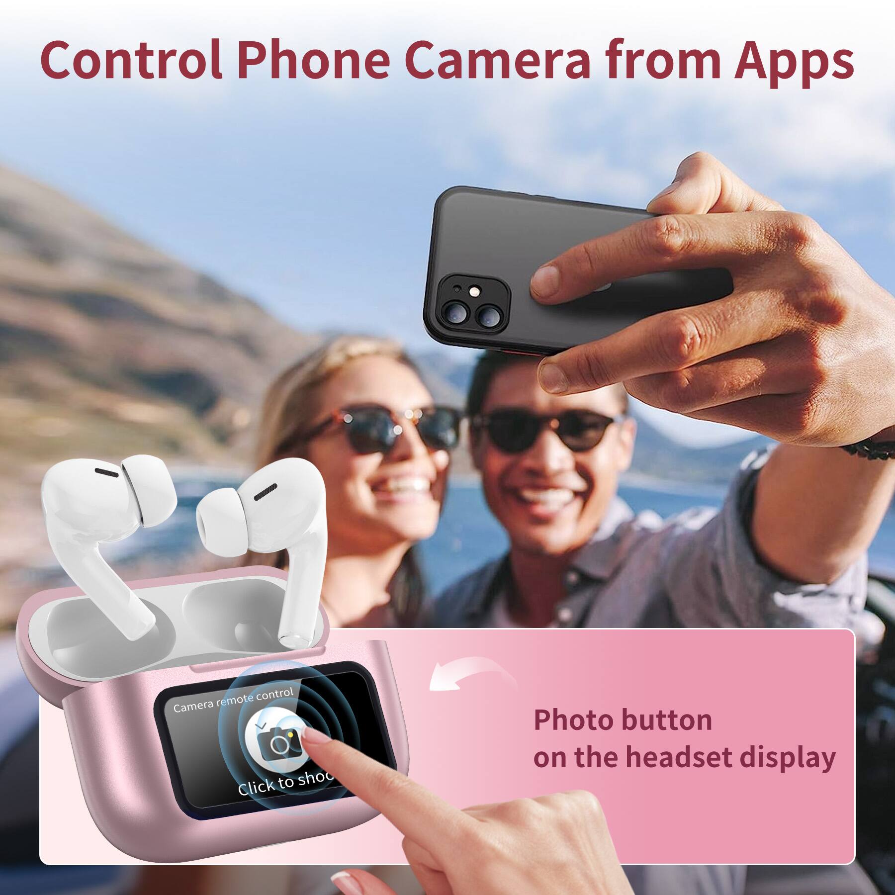 Control Phone Camera from Apps

remote control Camera Click to shoot

Photo button on the headset display