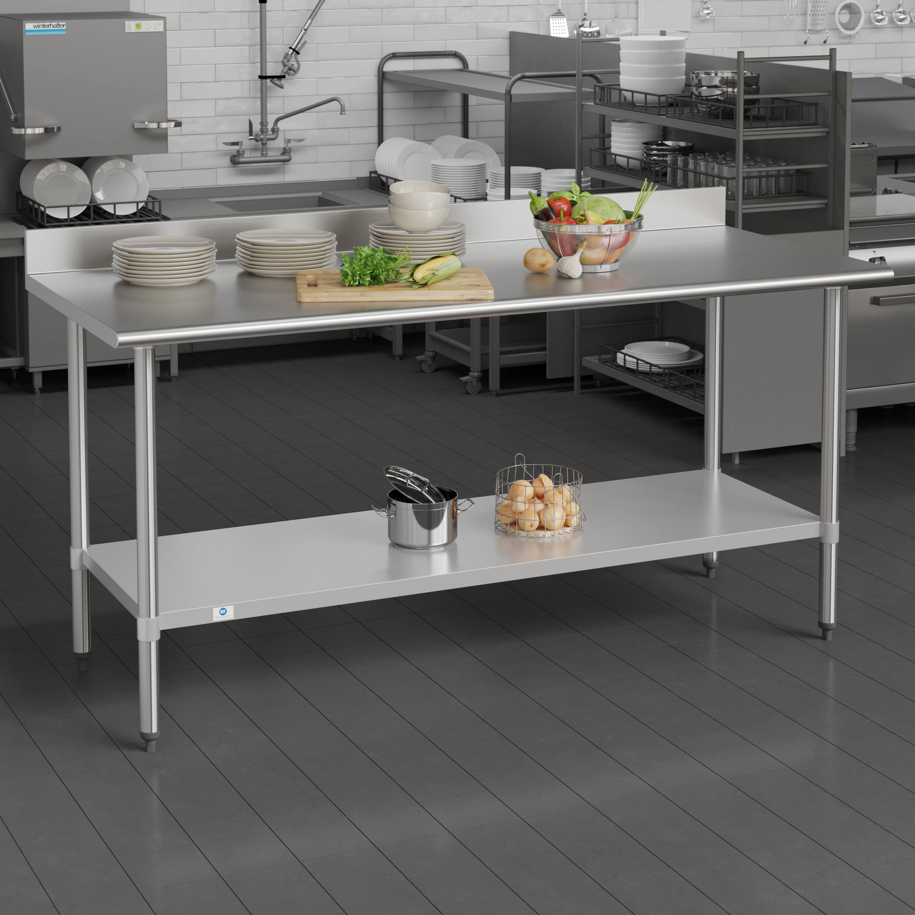 Alt View 1. Flash Furniture - Reese Commercial Grade 430 Stainless Steel 18 Gauge NSF Certified 30" x 72" Kitchen Prep and Work Table with Adjustable - Gray.