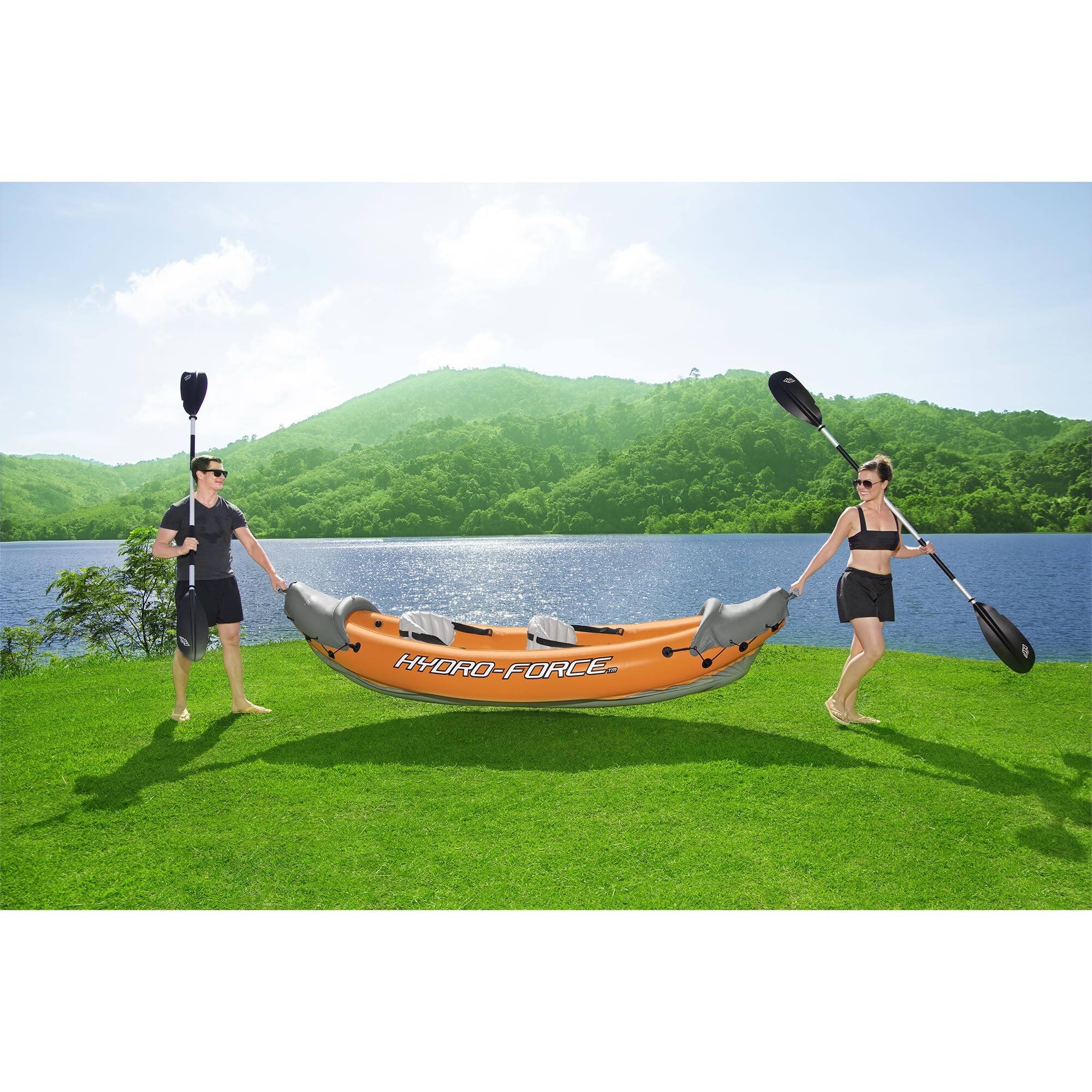 Alt View 5. Bestway - Hydro-Force Rapid X2 Inflatable Kayak Set | Seats 2 Persons 65077E - Orange.