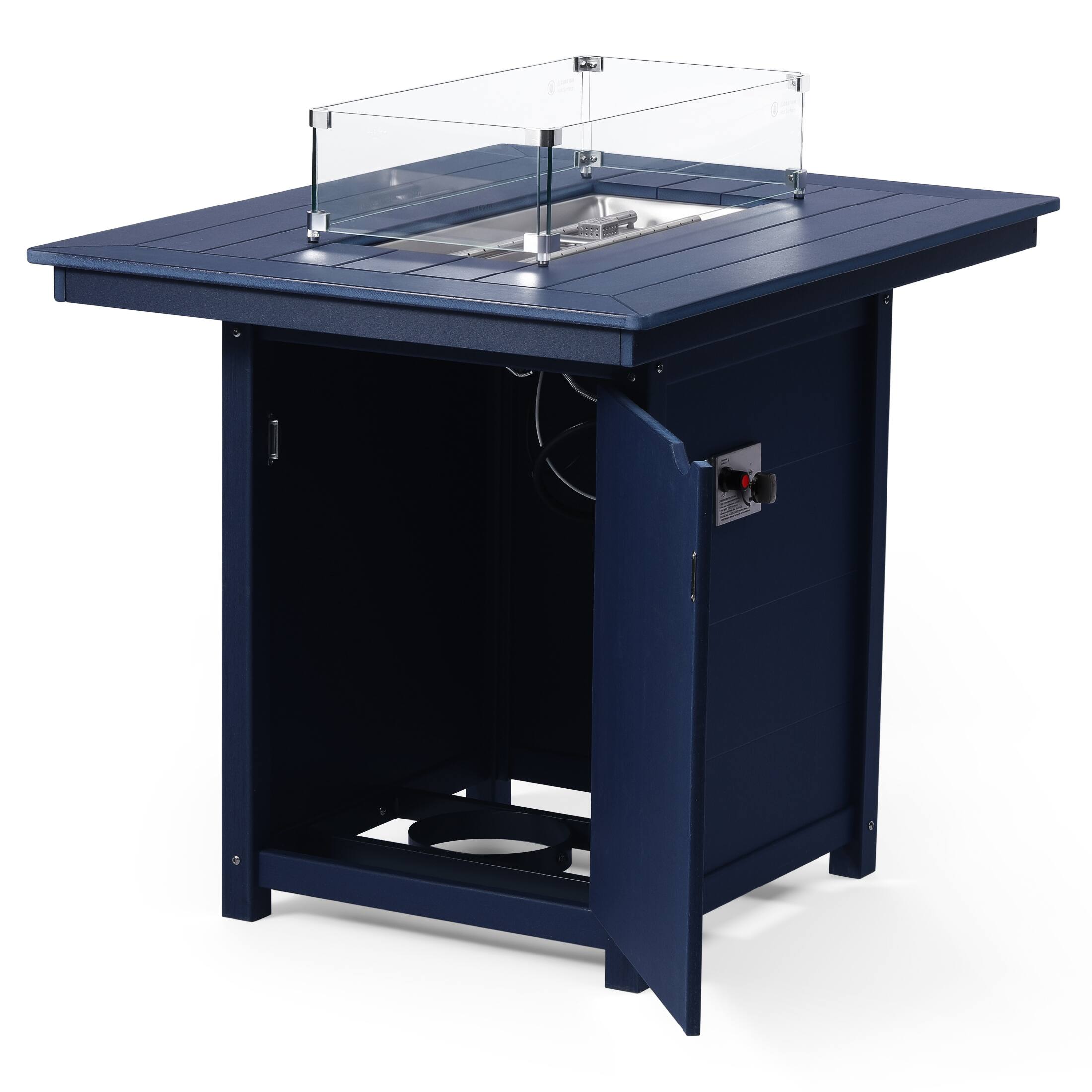 Left. WestinTrends - WestinTrends Helios 46" Modern Outdoor Patio Gas Propane Rectangle Fire Pit Table - Navy Blue.