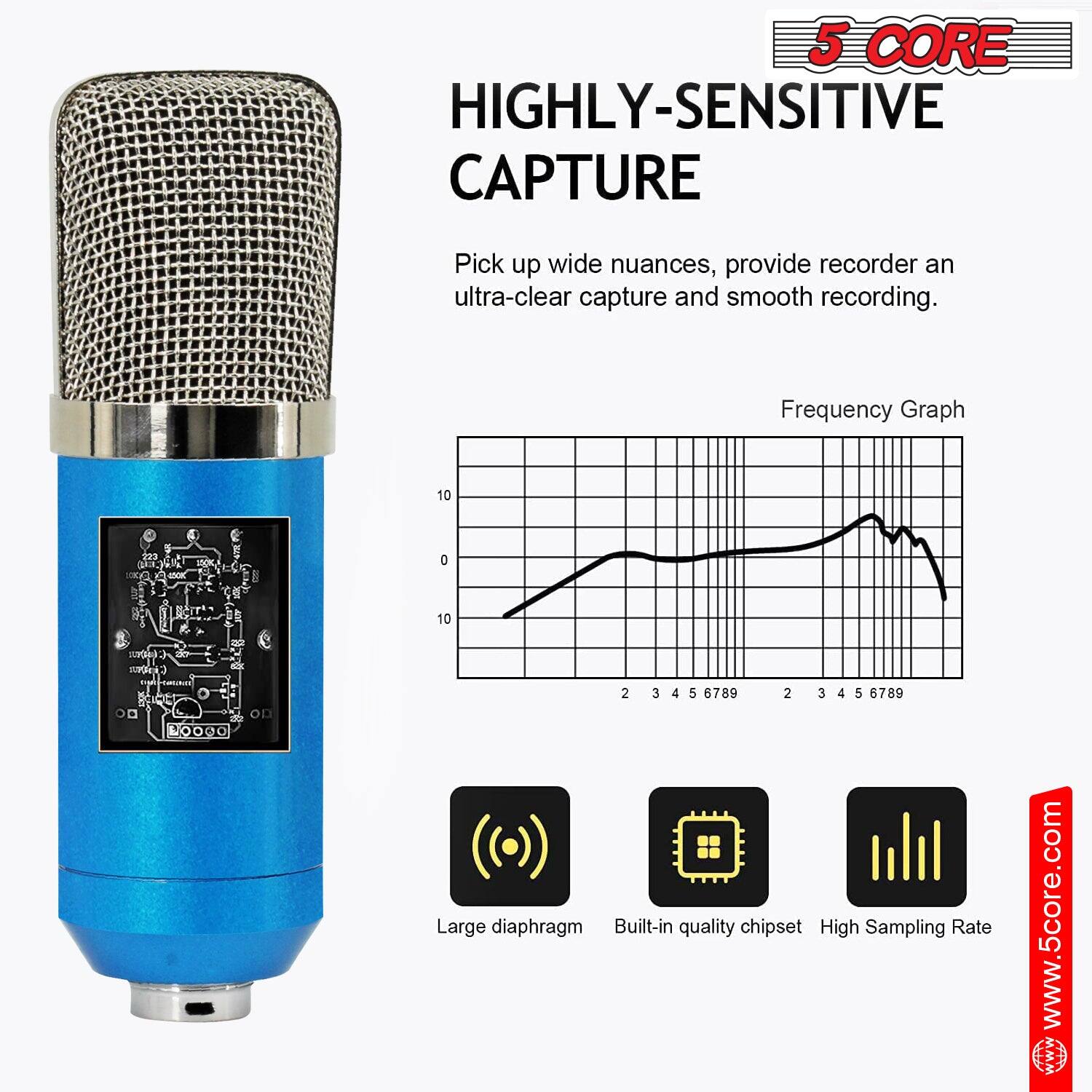 5 CORE HIGHLY-SENSITIVE CAPTURE Pick up wide nuances, provide recorder an ultra-clear capture and smooth recording. Frequency Graph 10 2 3 4 5 6789 2 3 4 5 6789 Large diaphragm Built-in quality chipset High Sampling Rate www.5core.com