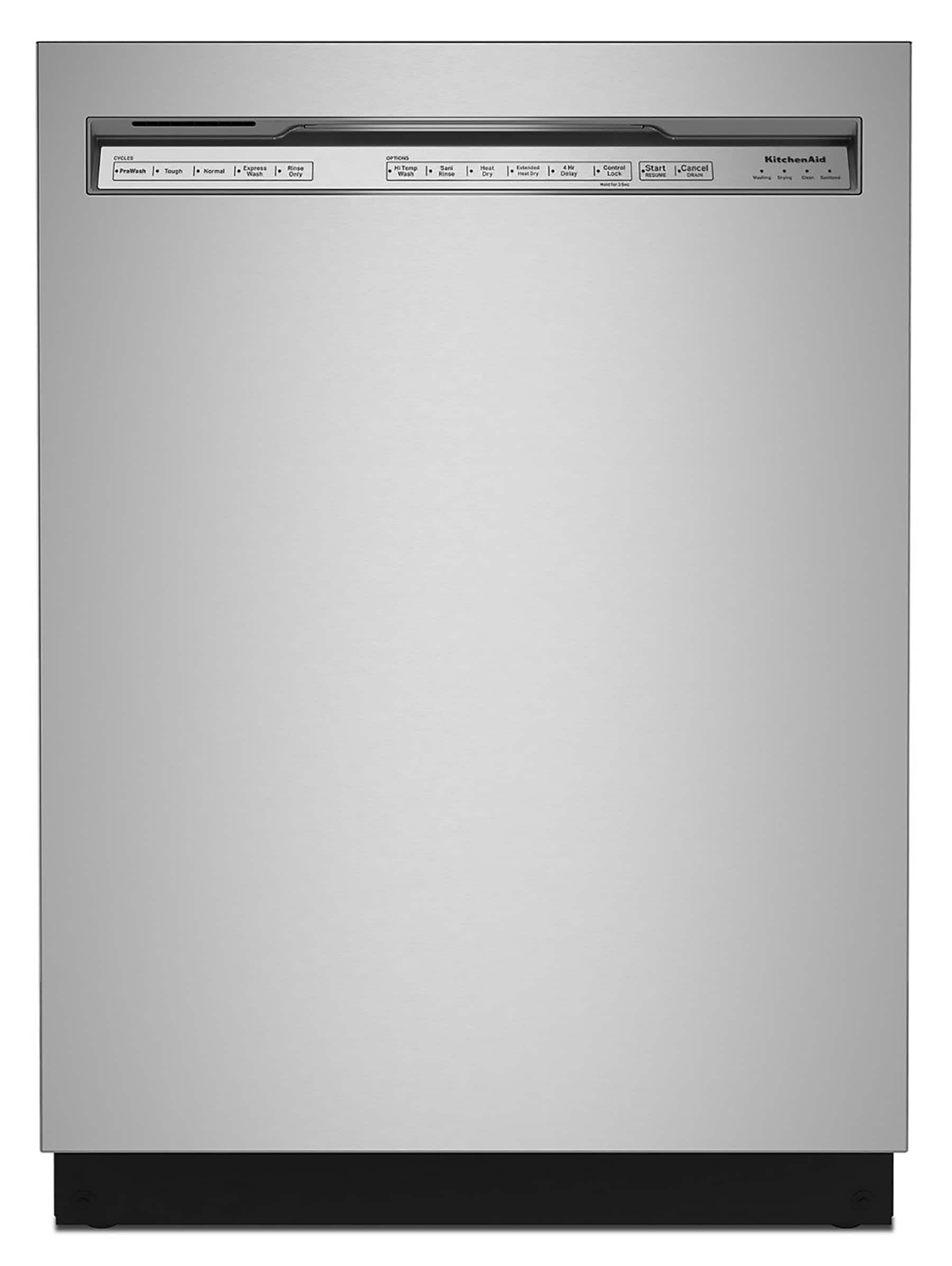 KitchenAid - 24" Front Control Built-In Dishwasher with Tub, ProWash Cycle, 3rd Rack, 39 dBA - Stainless Steel - Front_Zoom