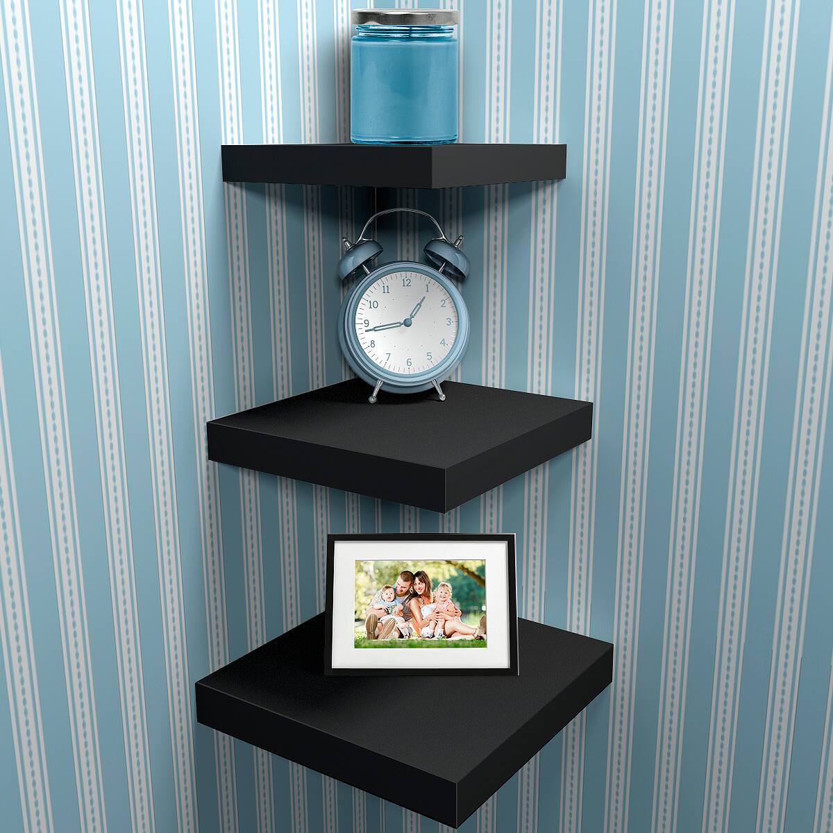 Alt View 2. Sorbus - Sorbus Wall Mount Corner Shelves, Square Hanging Wall Shelves Decoration, Perfect Trophy Display - Black.