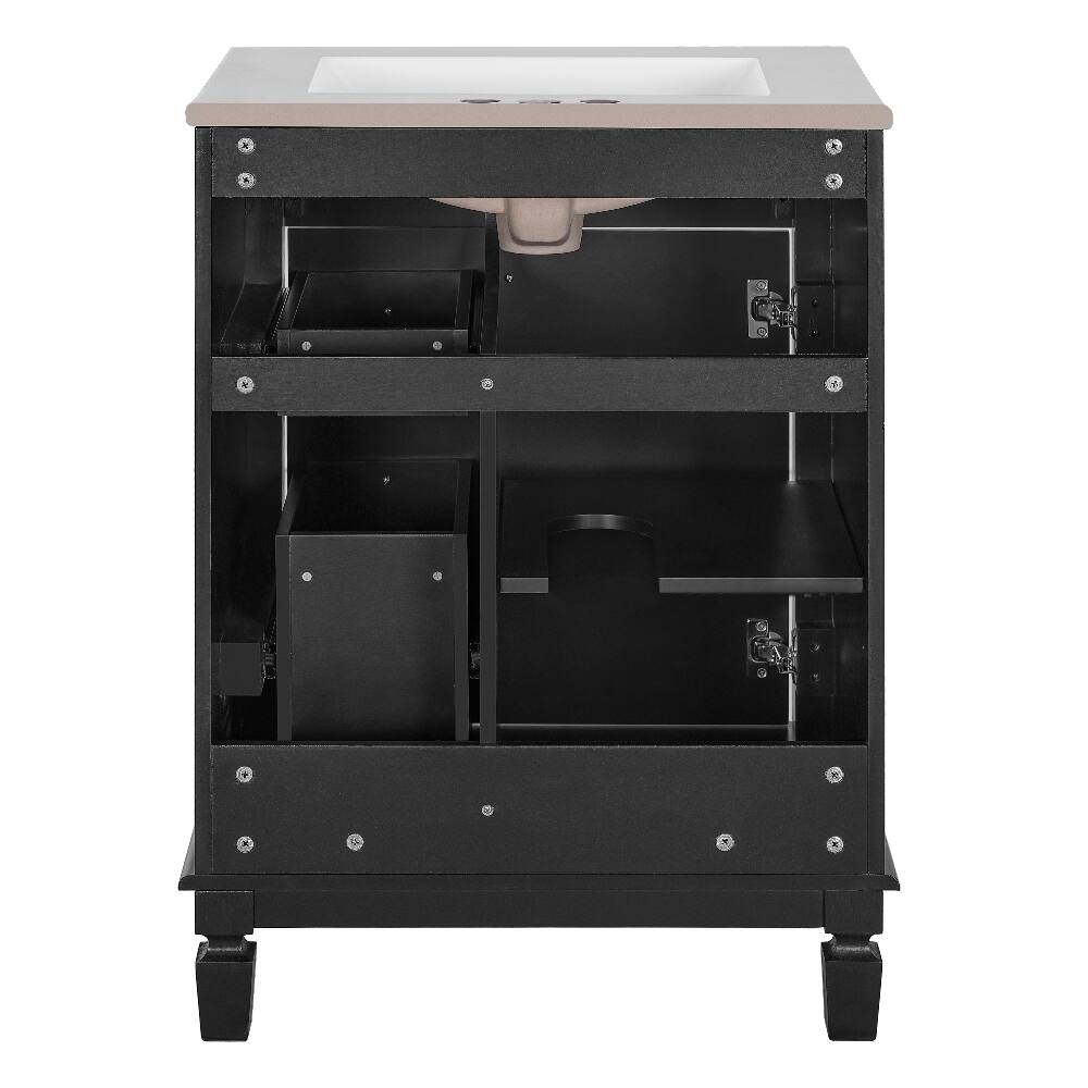 Alt View 10. Loheer - Loheer 24 inch bathroom vanity with sink, small bathroom sink cabinet with 2 drawers, black - Black.
