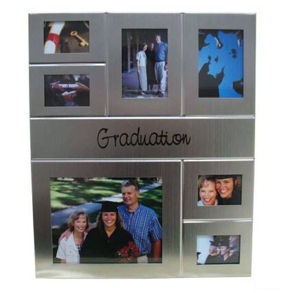Front. Jiallo - Graduation Collage Photo Frame - 7 Windows - Silver, Multi Color.