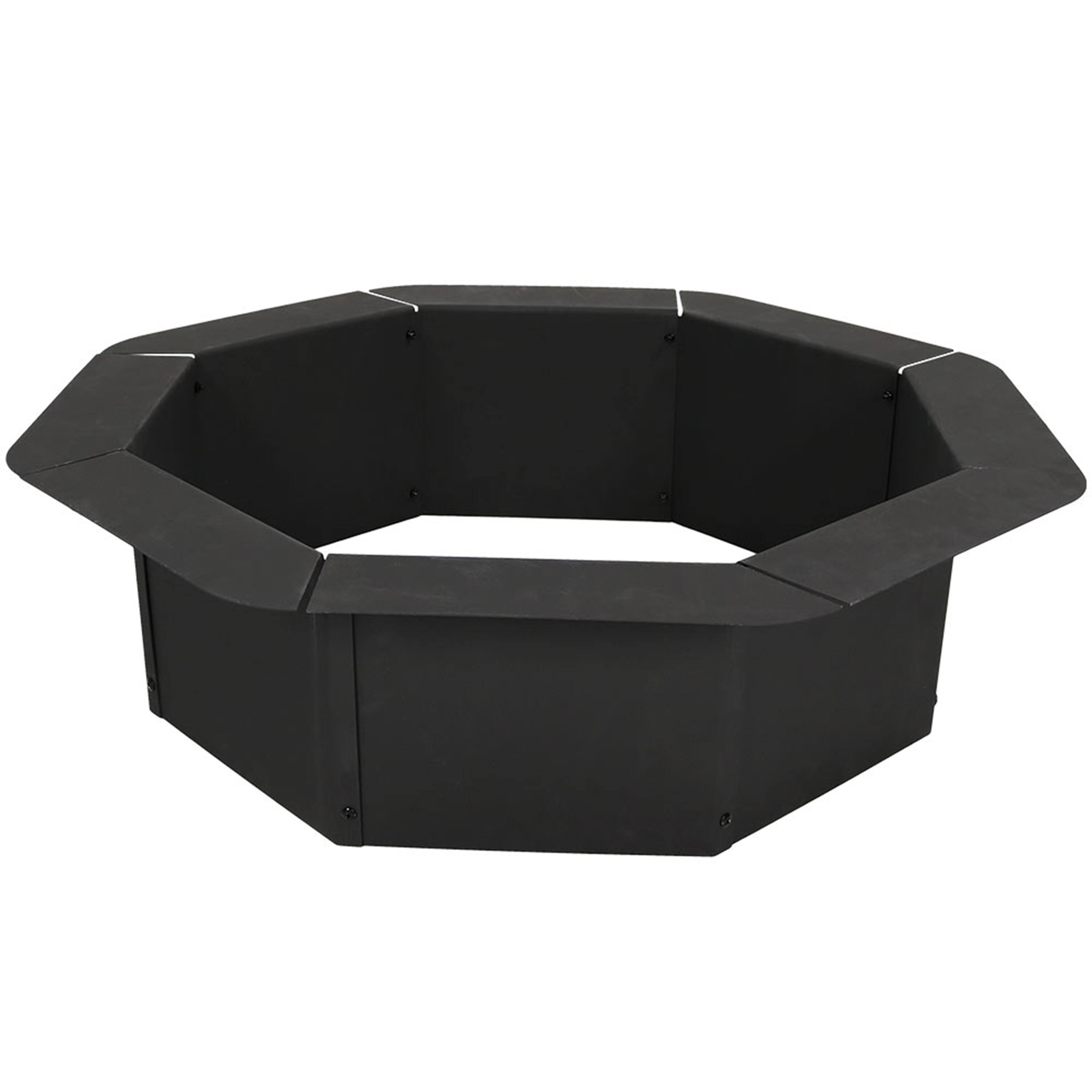 Alt View 5. Sunnydaze - 30 in Heavy-Duty Steel Octagon Above/In-Ground Fire Pit Liner - Black.