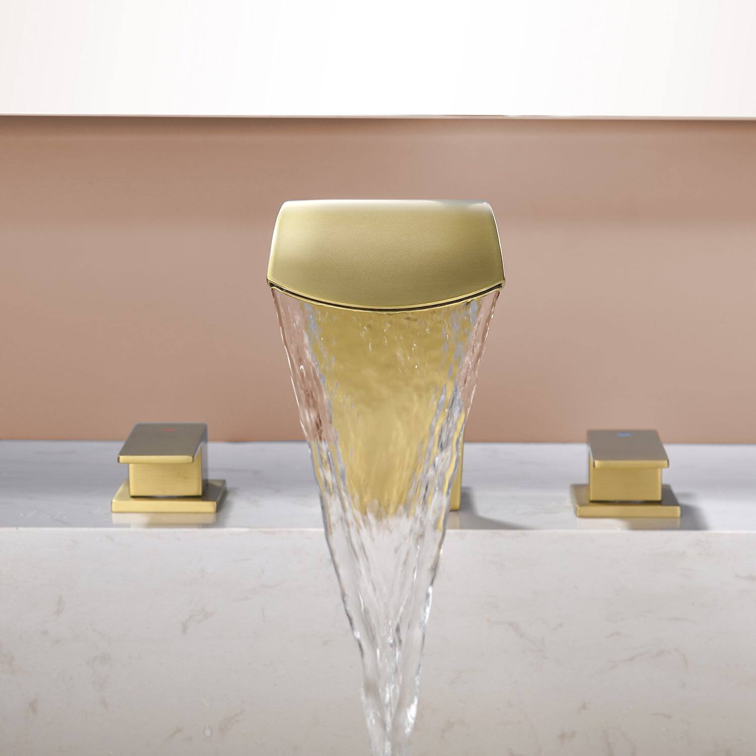 Alt View 1. Boyel Living - Brushed Gold Faucet SUS304 Waterfall Spout cUPC Quick Connect Dual Handle - Brushed Gold.