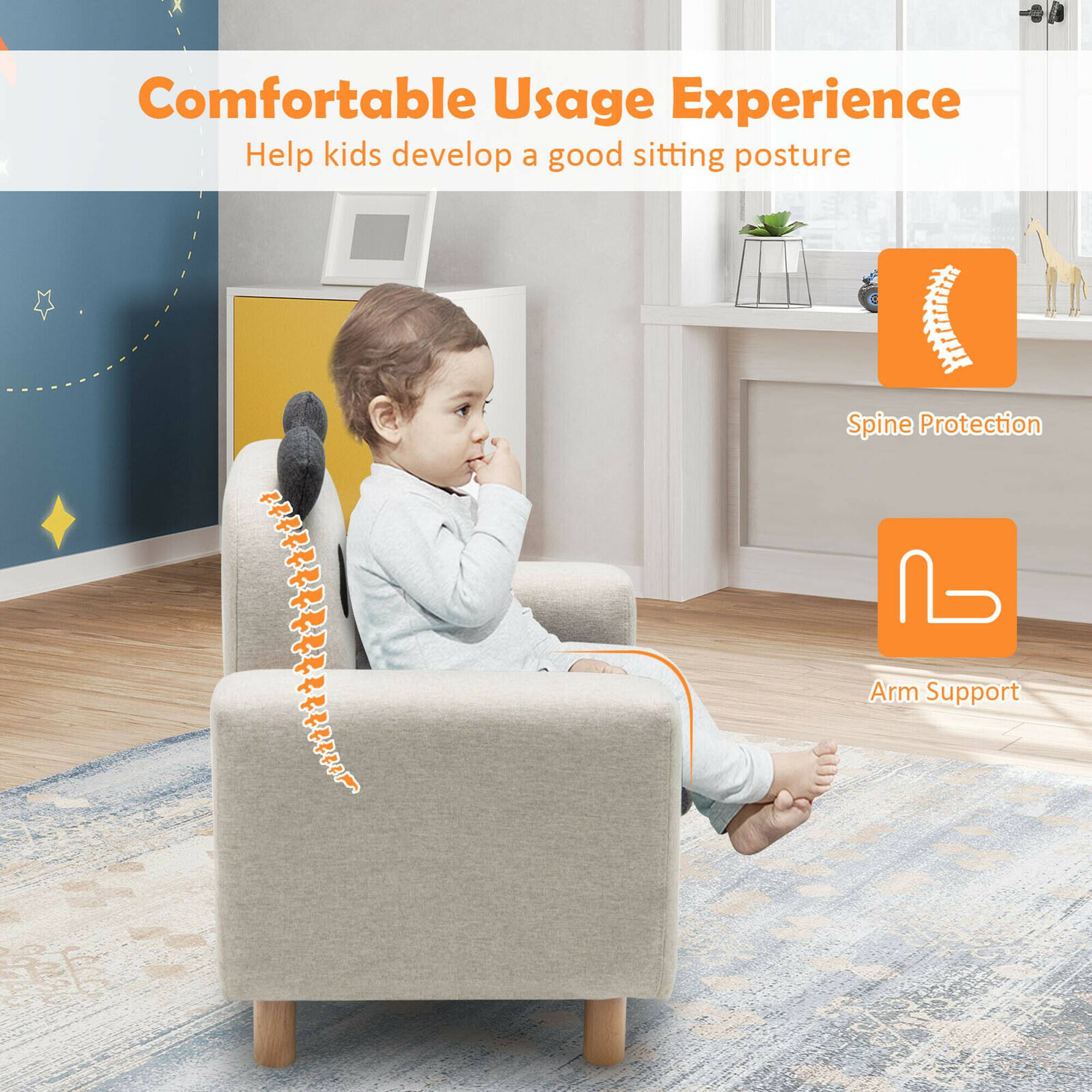 Comfortable Usage Experience  
Help kids develop a good sitting posture  

Spine Protection  
Arm Support