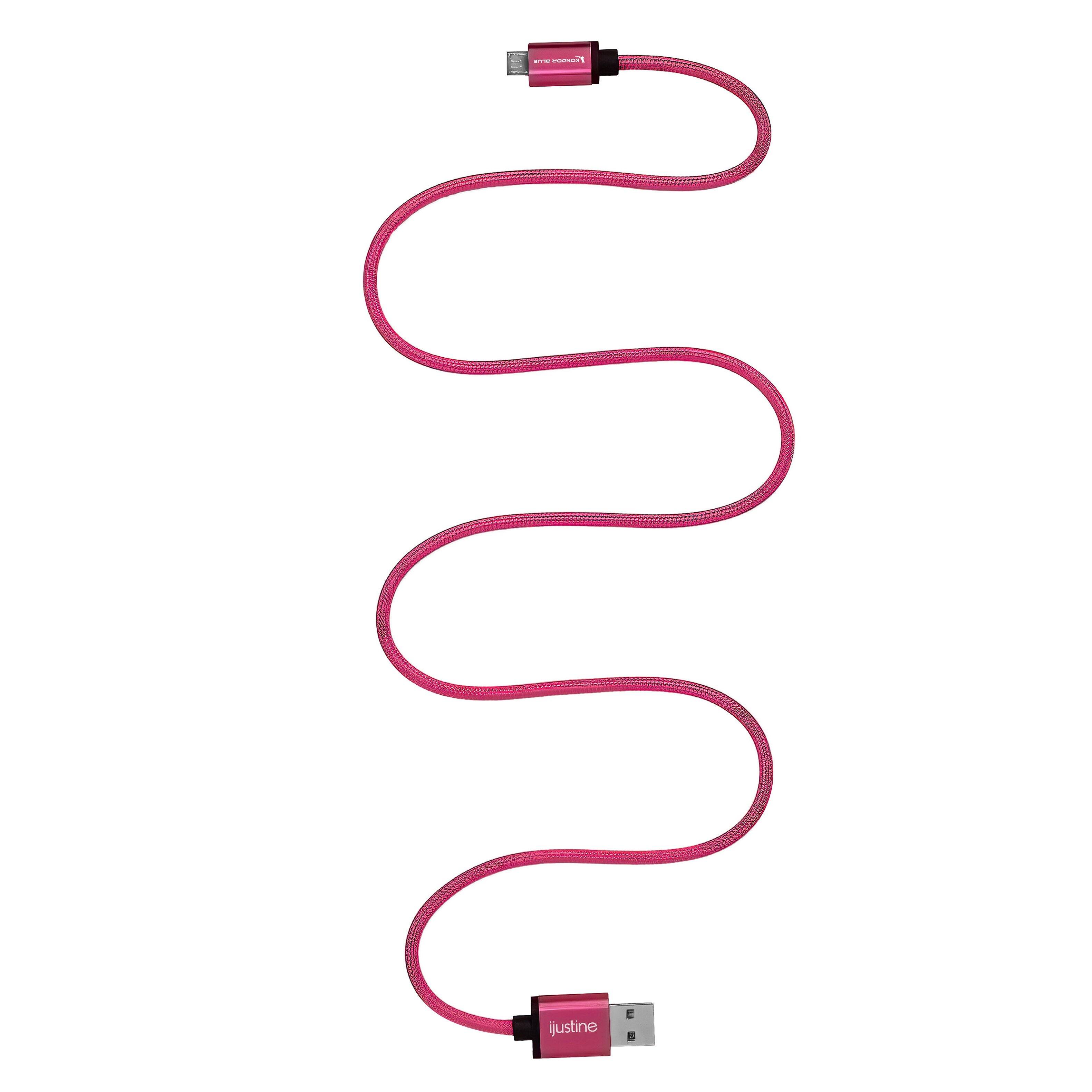 Front. Kondor Blue - iJustine | 30” USB-A to Micro-USB Cable | Rapid-Charge 40W, & High-Speed Data 480 Mbps - Pink.
