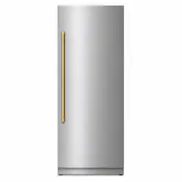 Kucht - Professional 24 in. Built-In Freezer in Custom Panel Ready - Stainless Steel Panel and Gold Handle Included - Stainless Steel and Gold