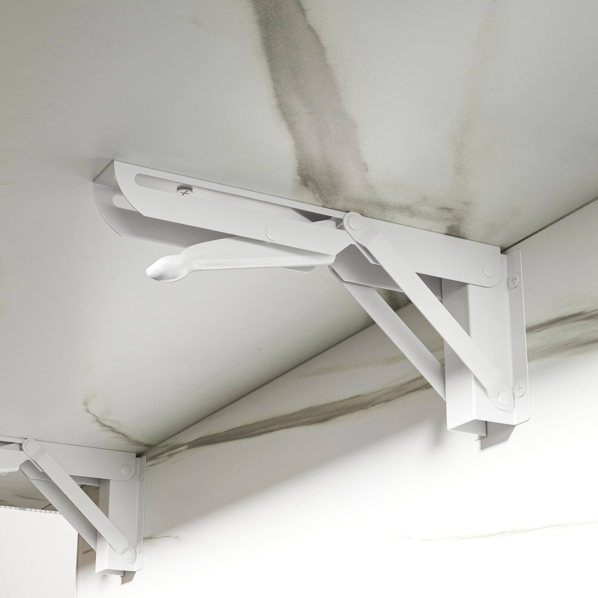 Alt View 4. FUFU&GAGA - Extendable Multifunctional Table with Press-to-Expand Design, Convertible Dining and Work Desk with Faux Stone Top - Marble White.