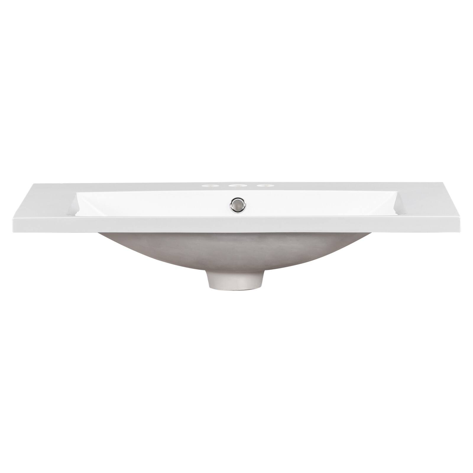 Alt View 3. Glintex - 30" Single Bathroom Basin Sink, Vanity Top Only, 3-Faucet Holes, Resin - White.