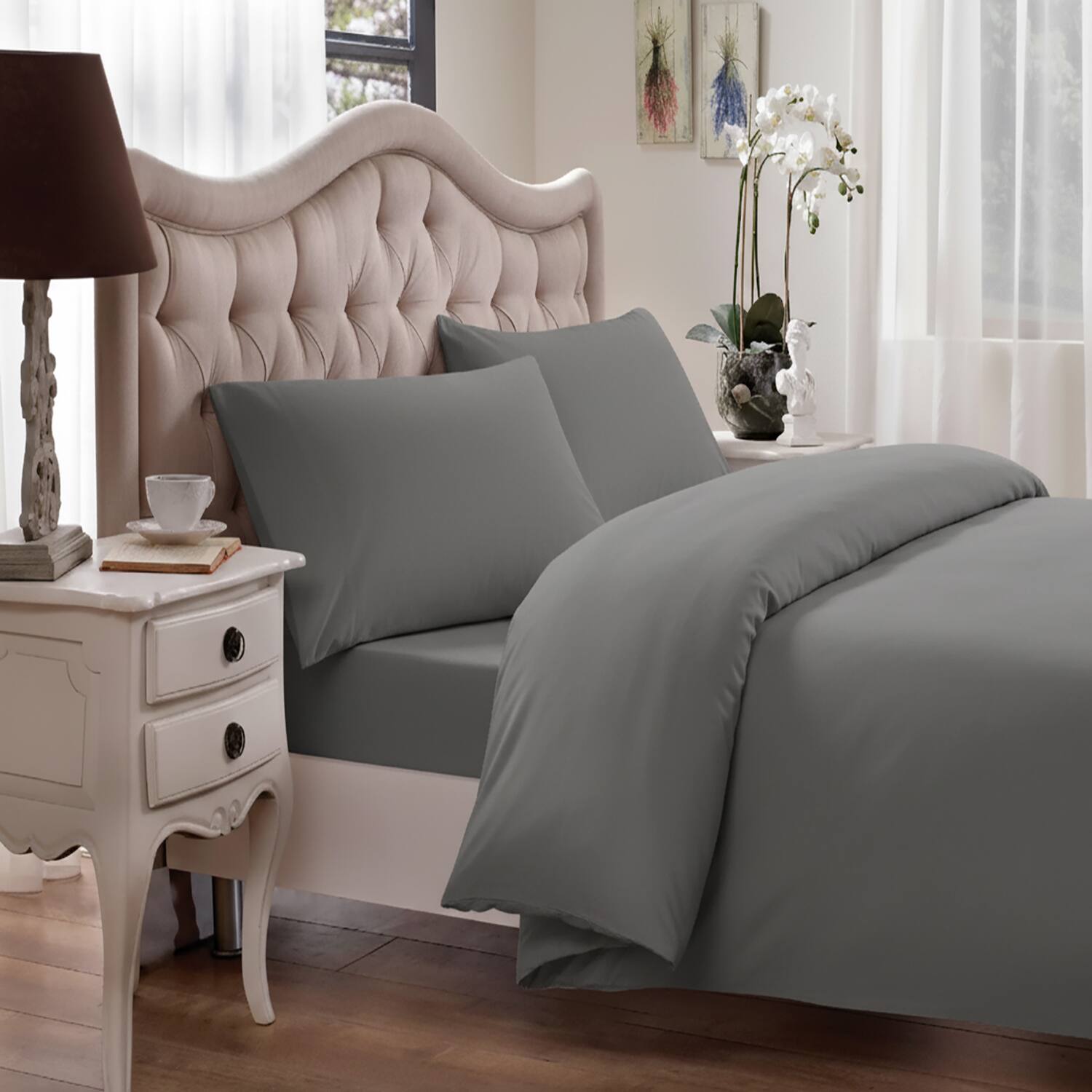 Alt View 1. Home Collection - Brielle Home 100% Premium 250 TC Modal Bedding Collection Sateen Duvet Cover 68" x 86" and One 20" x 26" Sham Twin Grey - Grey.