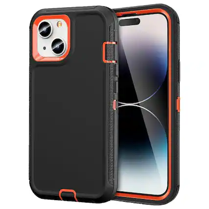 Front. Entronix - Entronix Heavy Duty Phone Case for iPhone 13 Mini - Triple-Layer Protection - Orange.