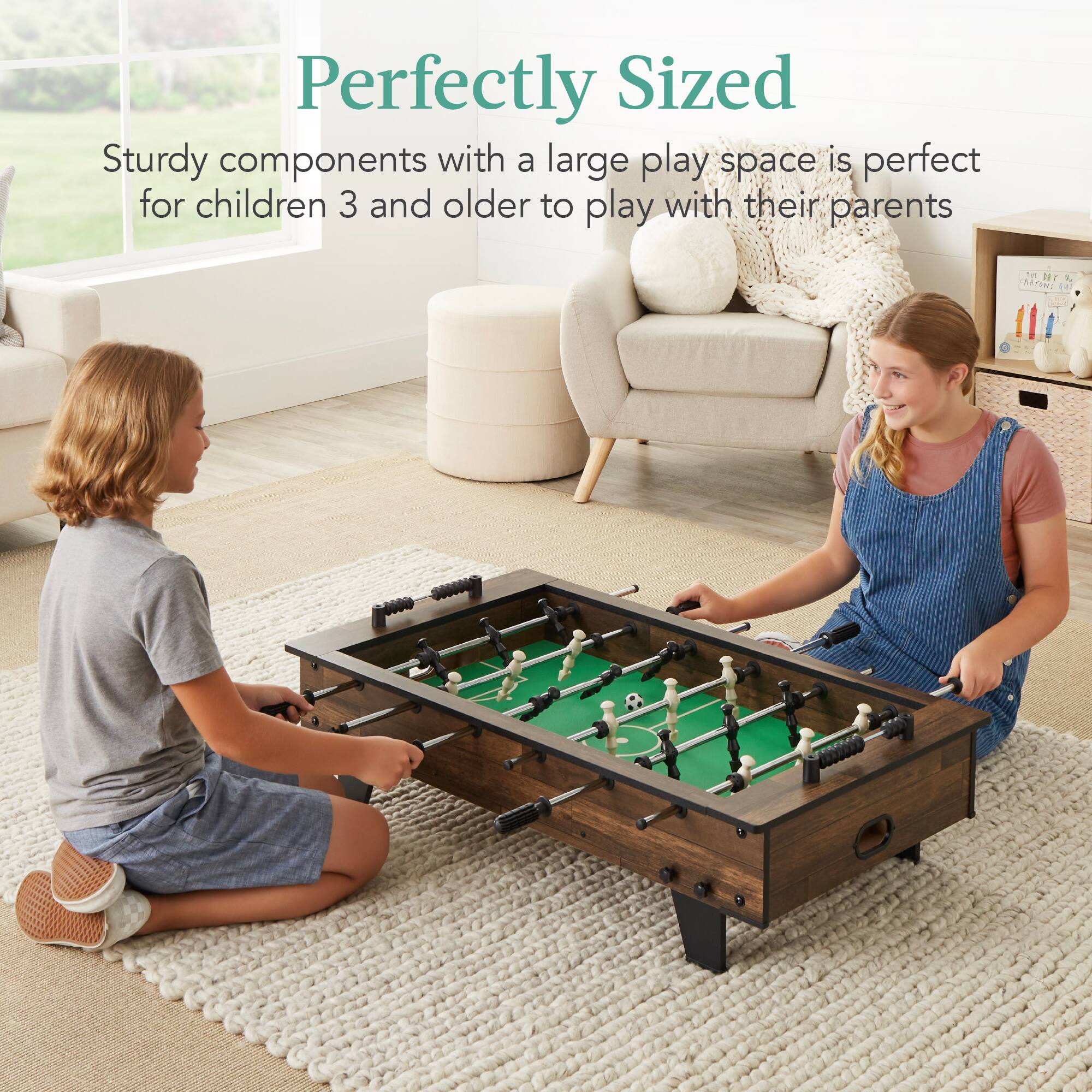 Perfectly Sized Sturdy components with a large play space is perfect for children 3 and older to play with their parents.