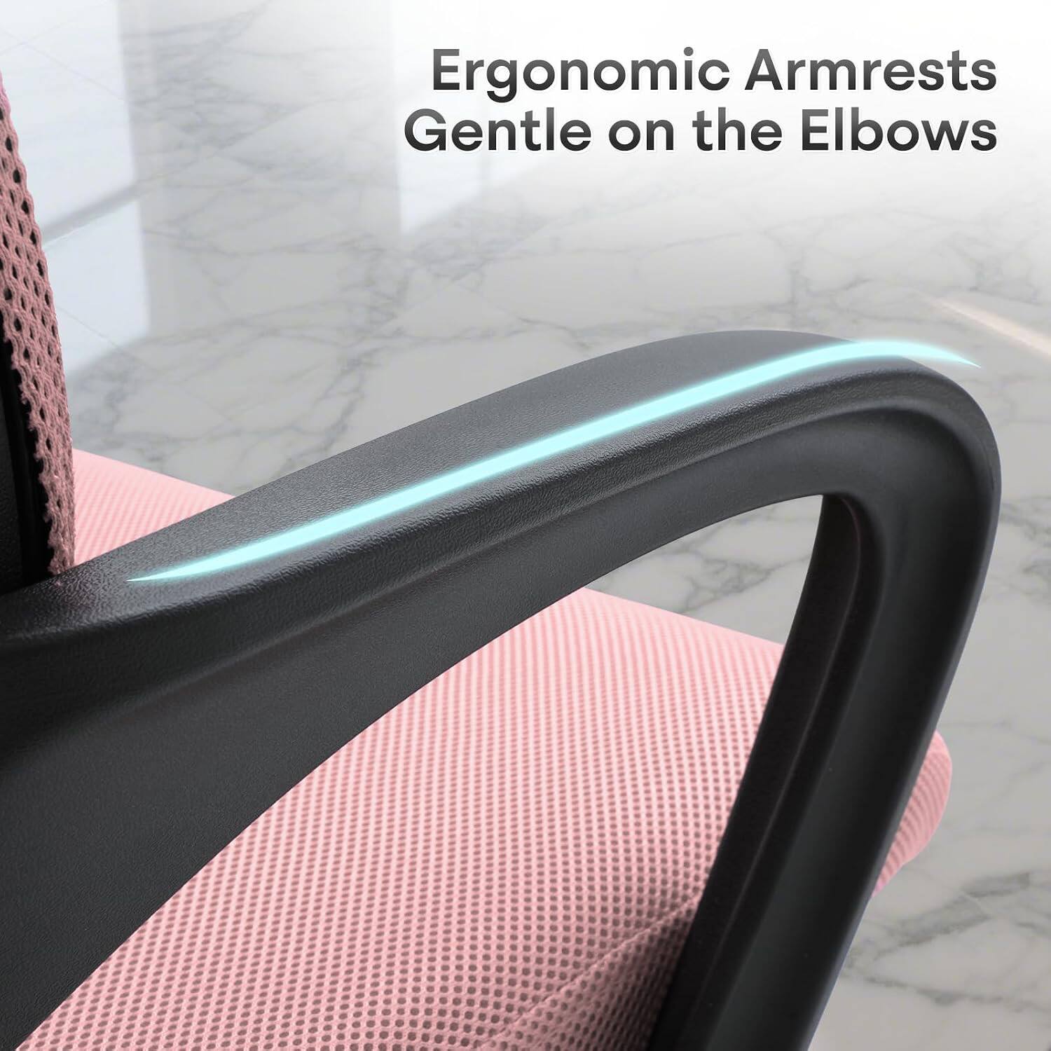 Sweet Office Desk Chair, Mid Back Swivel Ergonomic Chair with Lumbar ...
