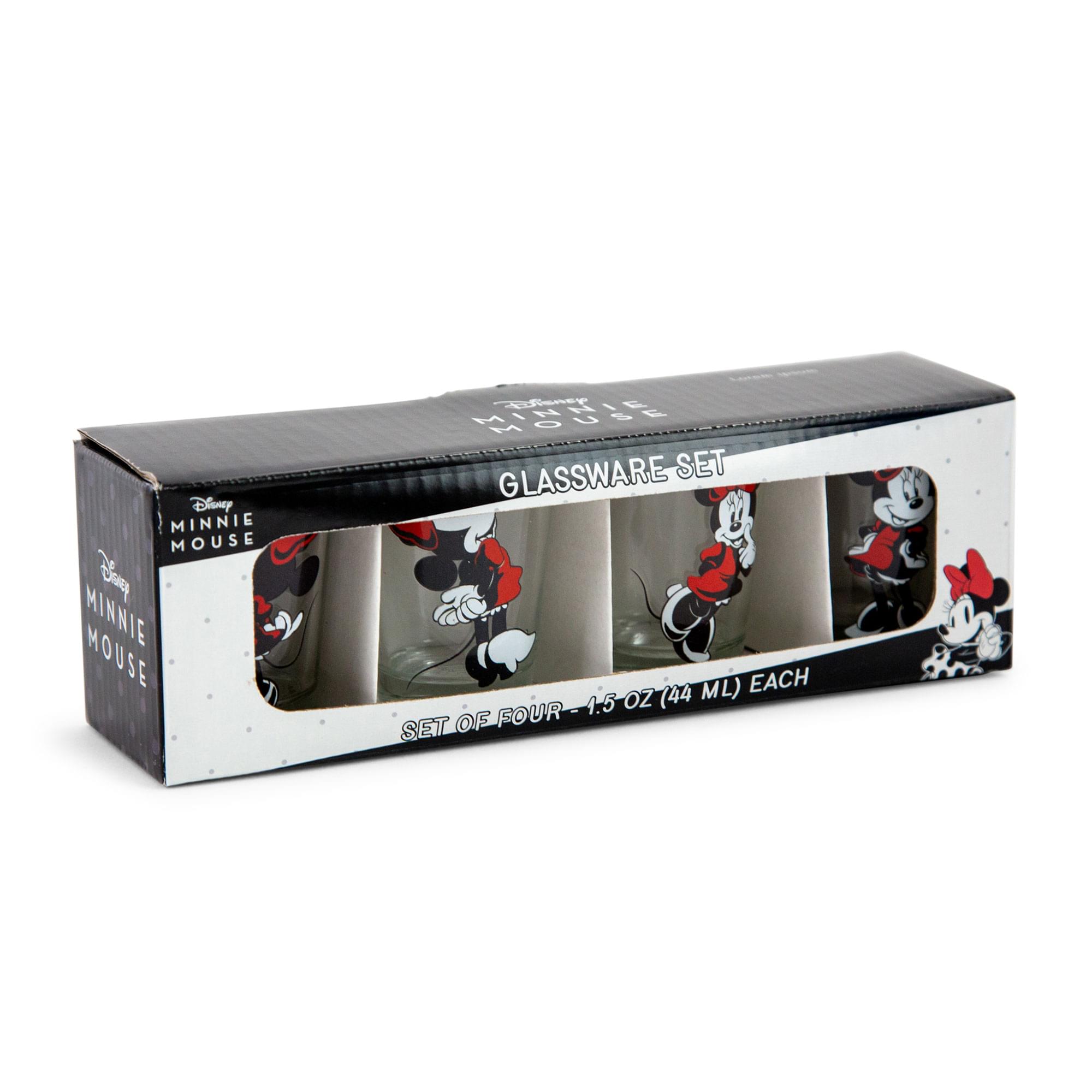 Disney Minnie Mouse Glassware Set  
Set of Four - 1.5 oz (44 ml) Each