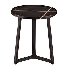 Danya B - Harper Round Side Accent Table - Black Marble/Black