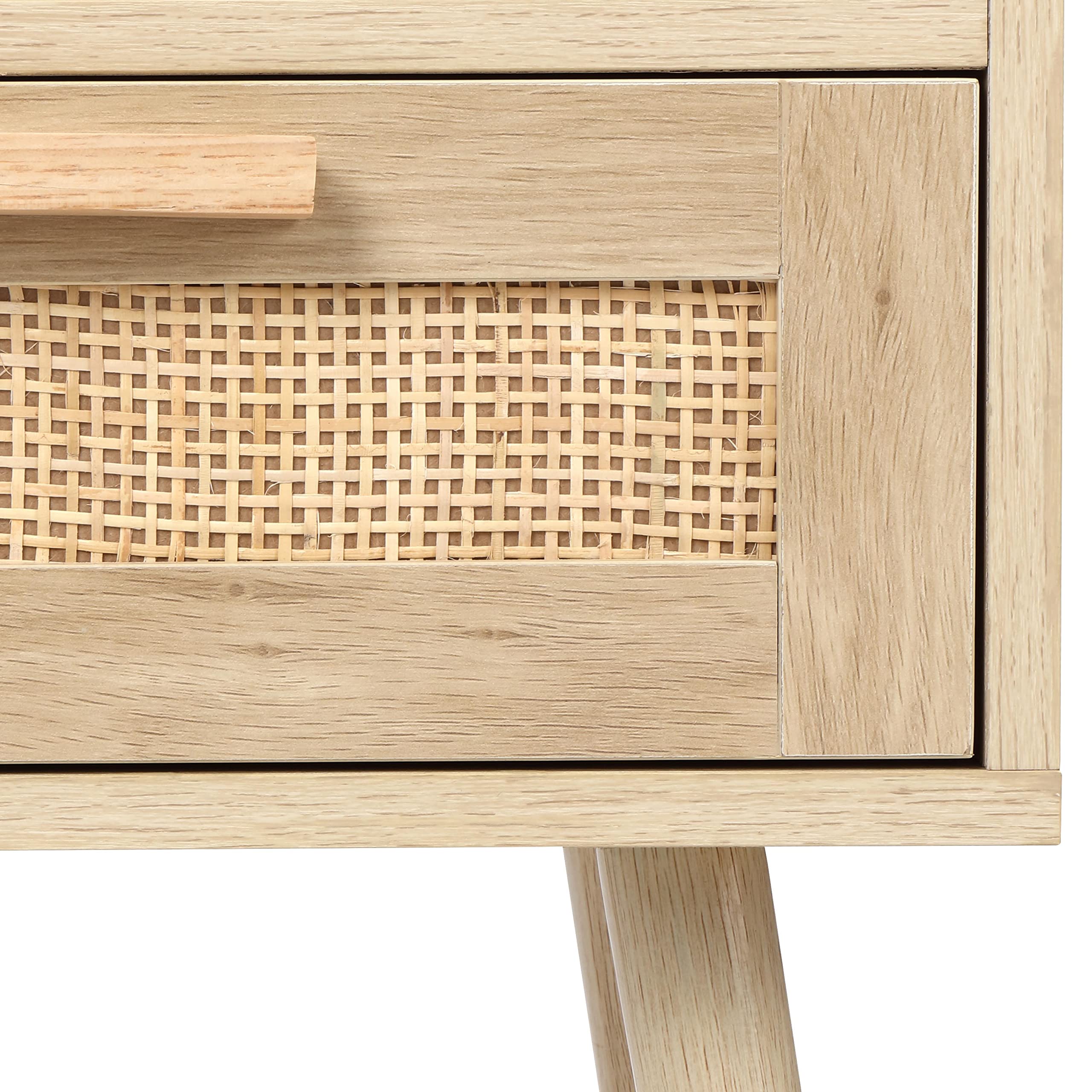 Alt View 5. VEGA AUTOMOTIVE - Nightstands Set Of 2 End Table Nightstand Side With Hand Made Rattan Decorated Drawers Wood Accent Storage ... - Default.