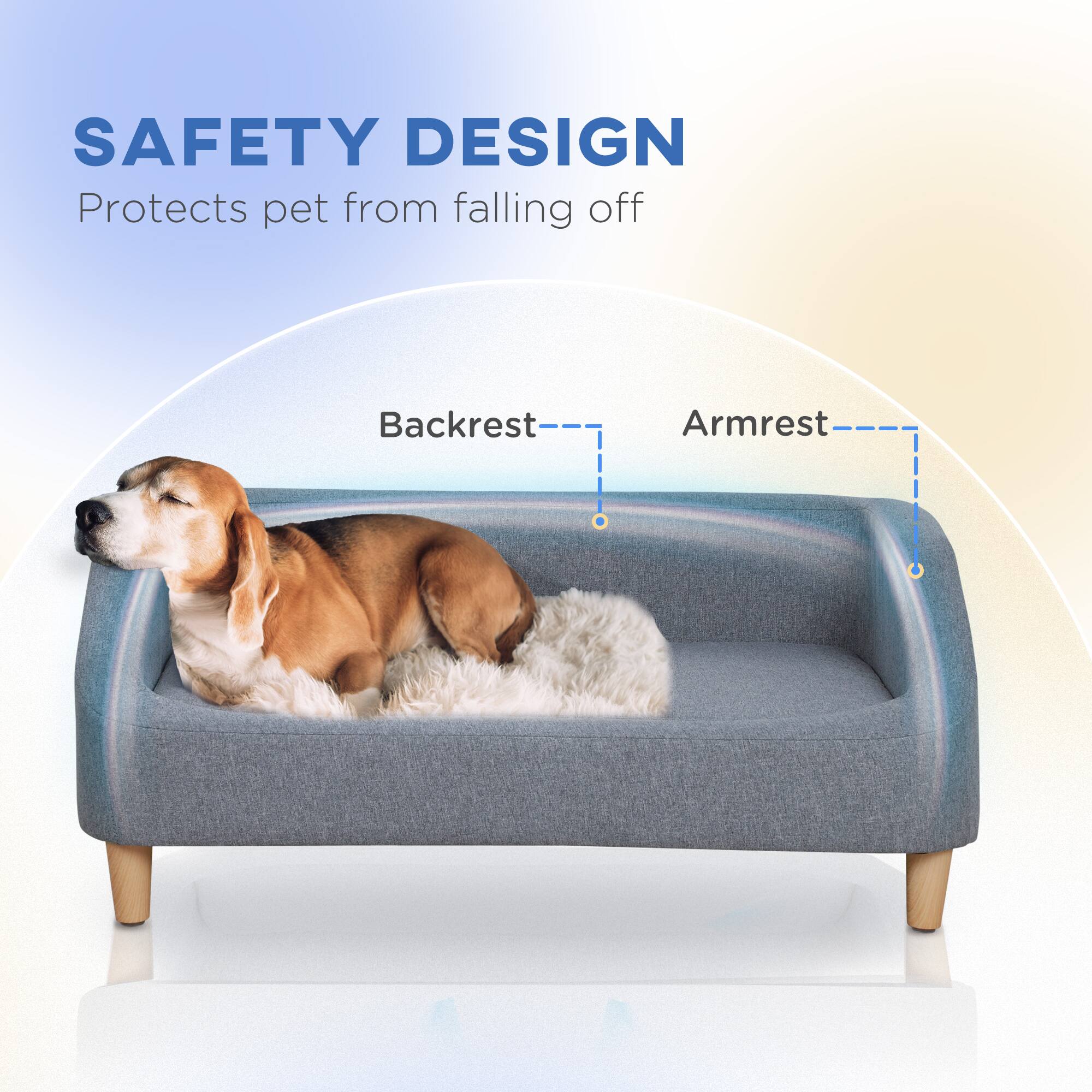 SAFETY DESIGN  
Protects pet from falling off  

Backrest  
Armrest