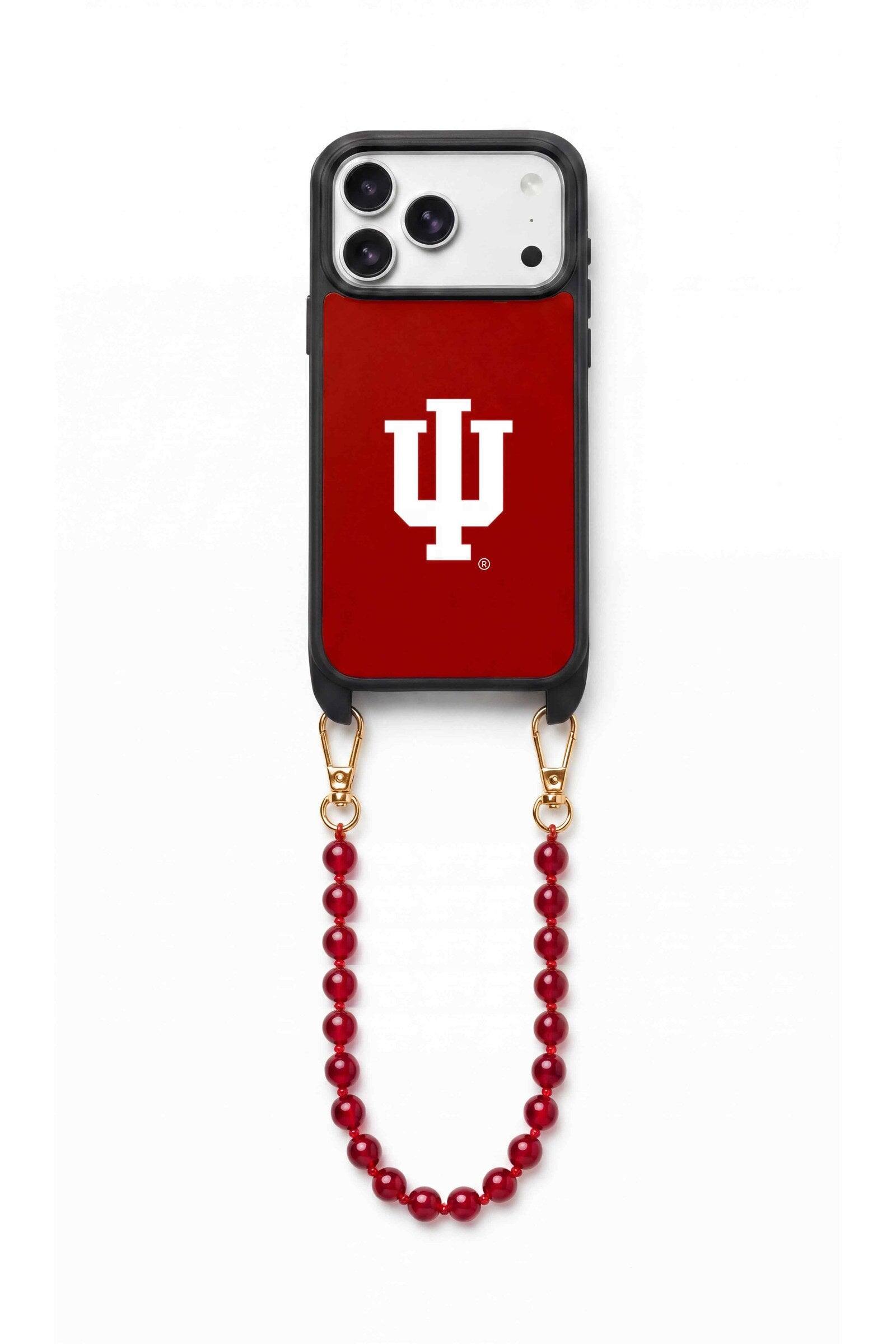 Front. Cordée Cases - Indiana University Phone Wristlet Set - iPhone 15 Pro - Red.