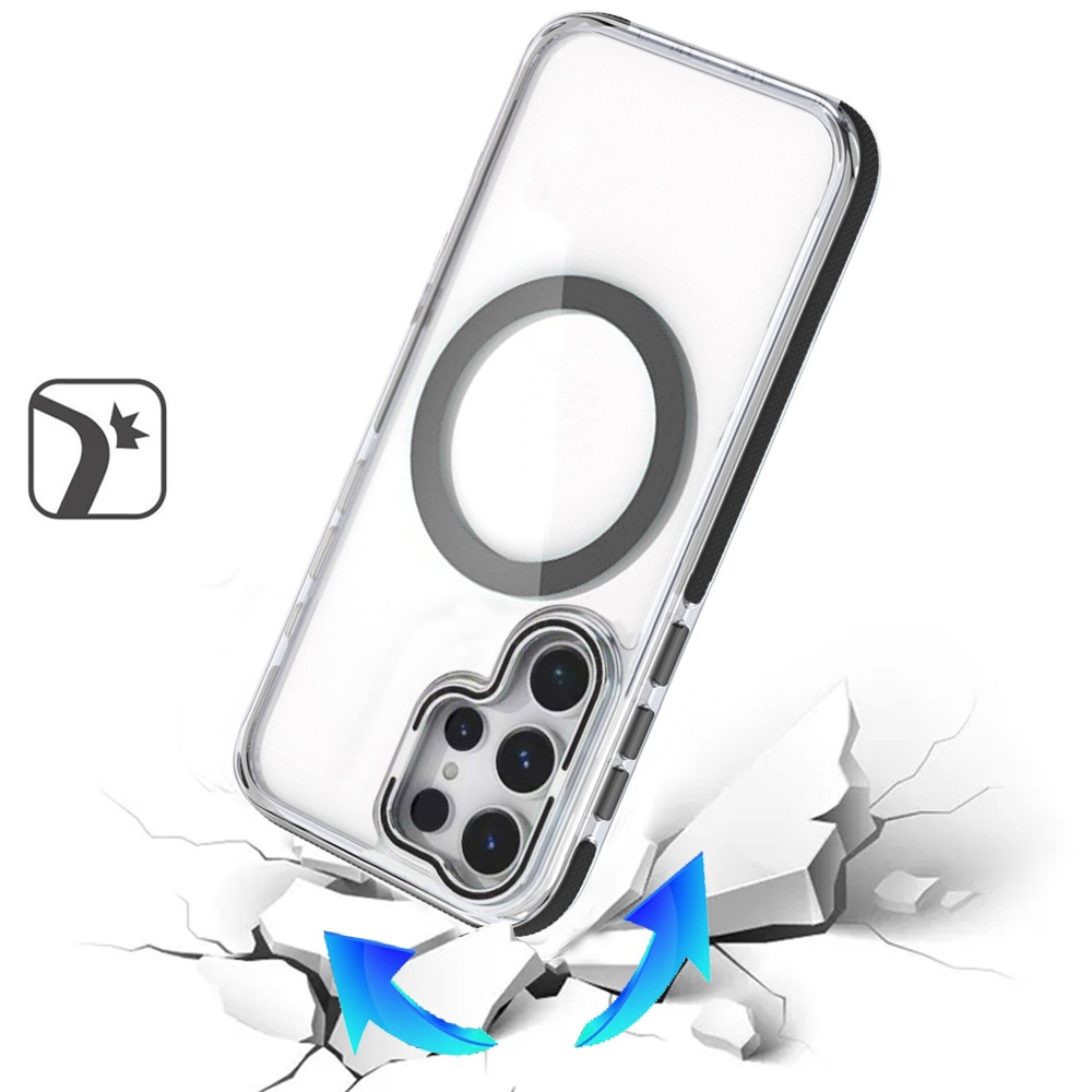 Angle. Kitcheniva - Magnetic Circle Lens Stand Case With Tempered Glass For Samsung S26 Ultra Black - Black.