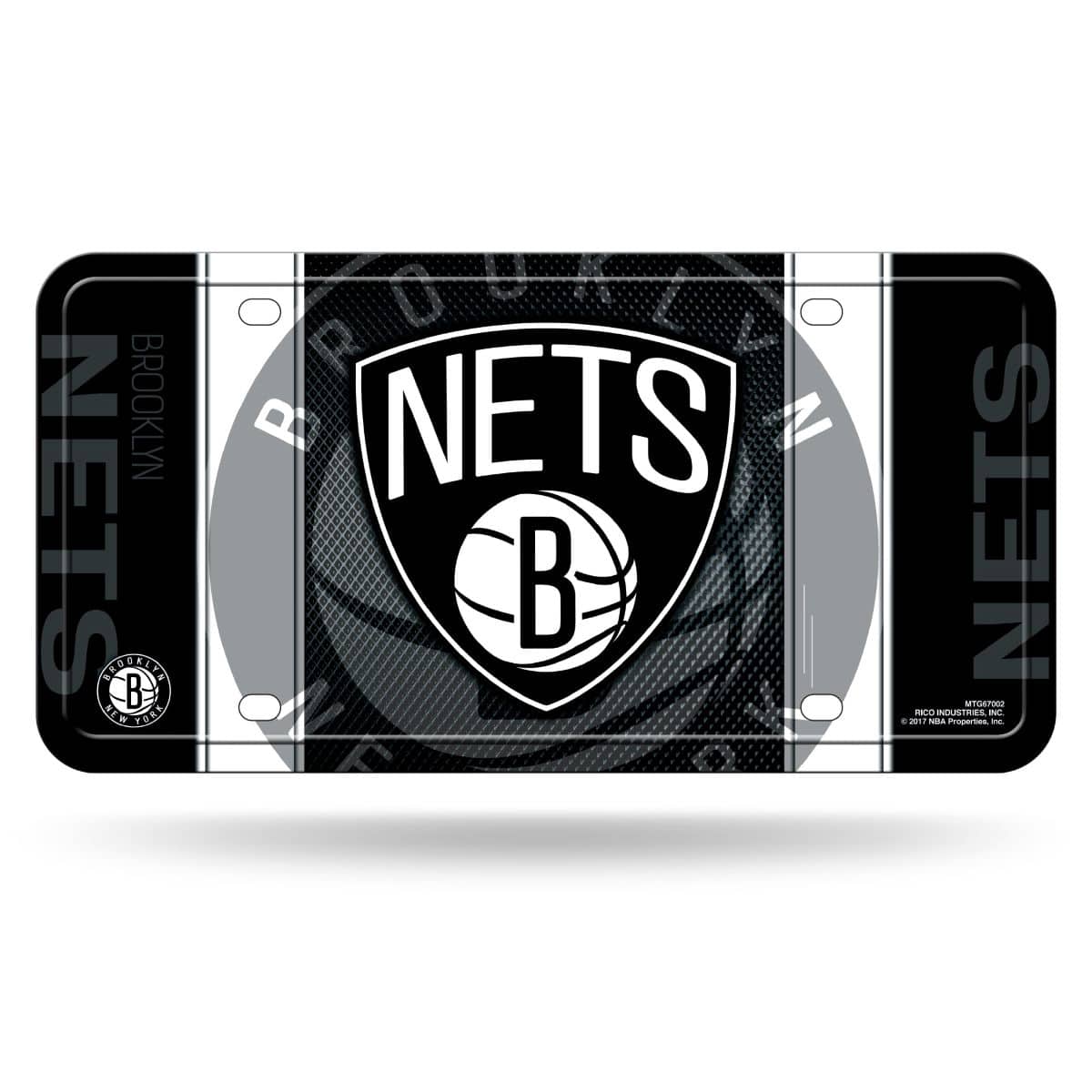 Rico Industries - Brooklyn Nets 12x6 Metal License Plate Auto Tag - Multi