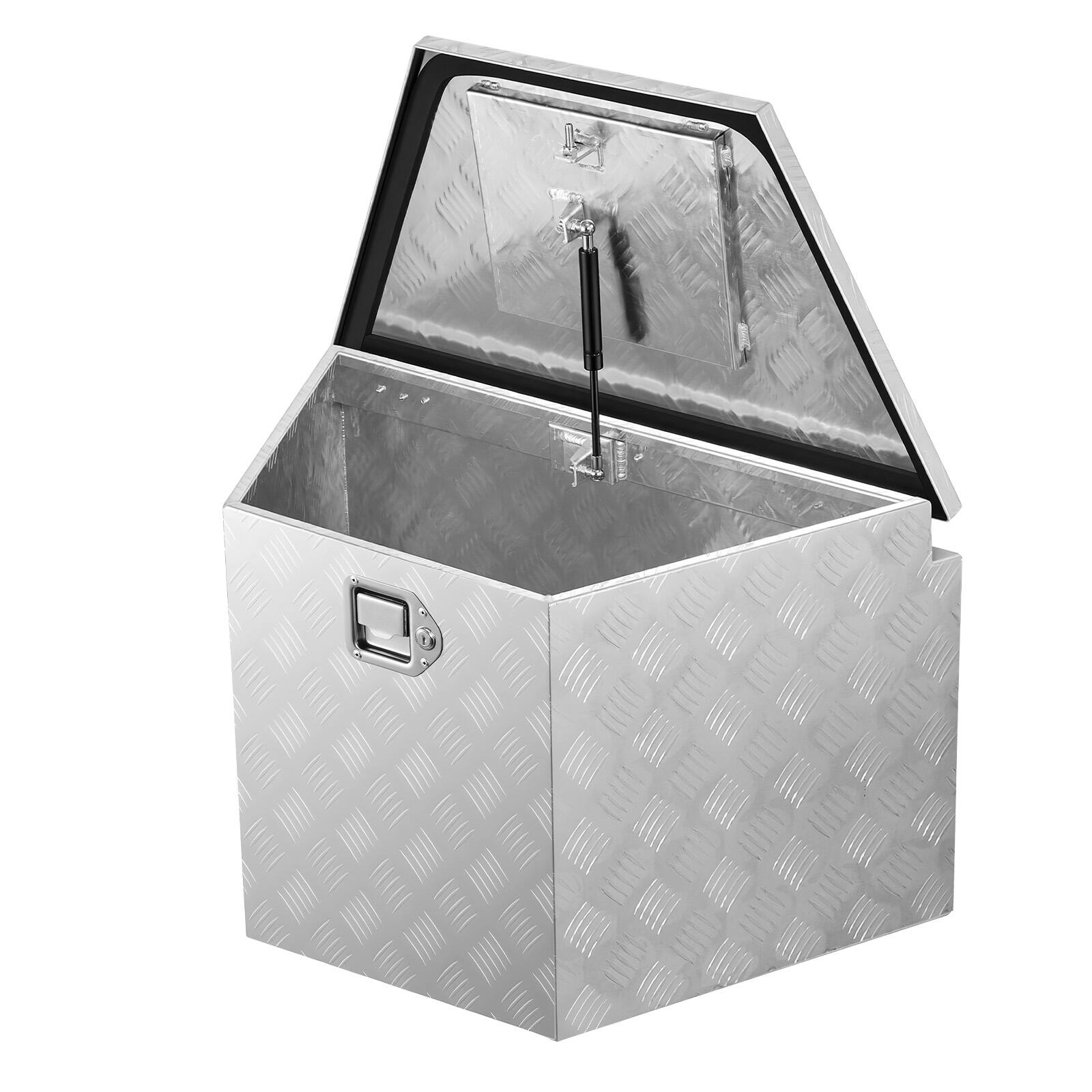 Alt View 5. VEVOR - Trailer Tongue Box, 33" x 19" x 18" Aluminum Trailer Tongue Tool Box, Heavy Duty Storage Organizer with Lock and Keys - Sliver.